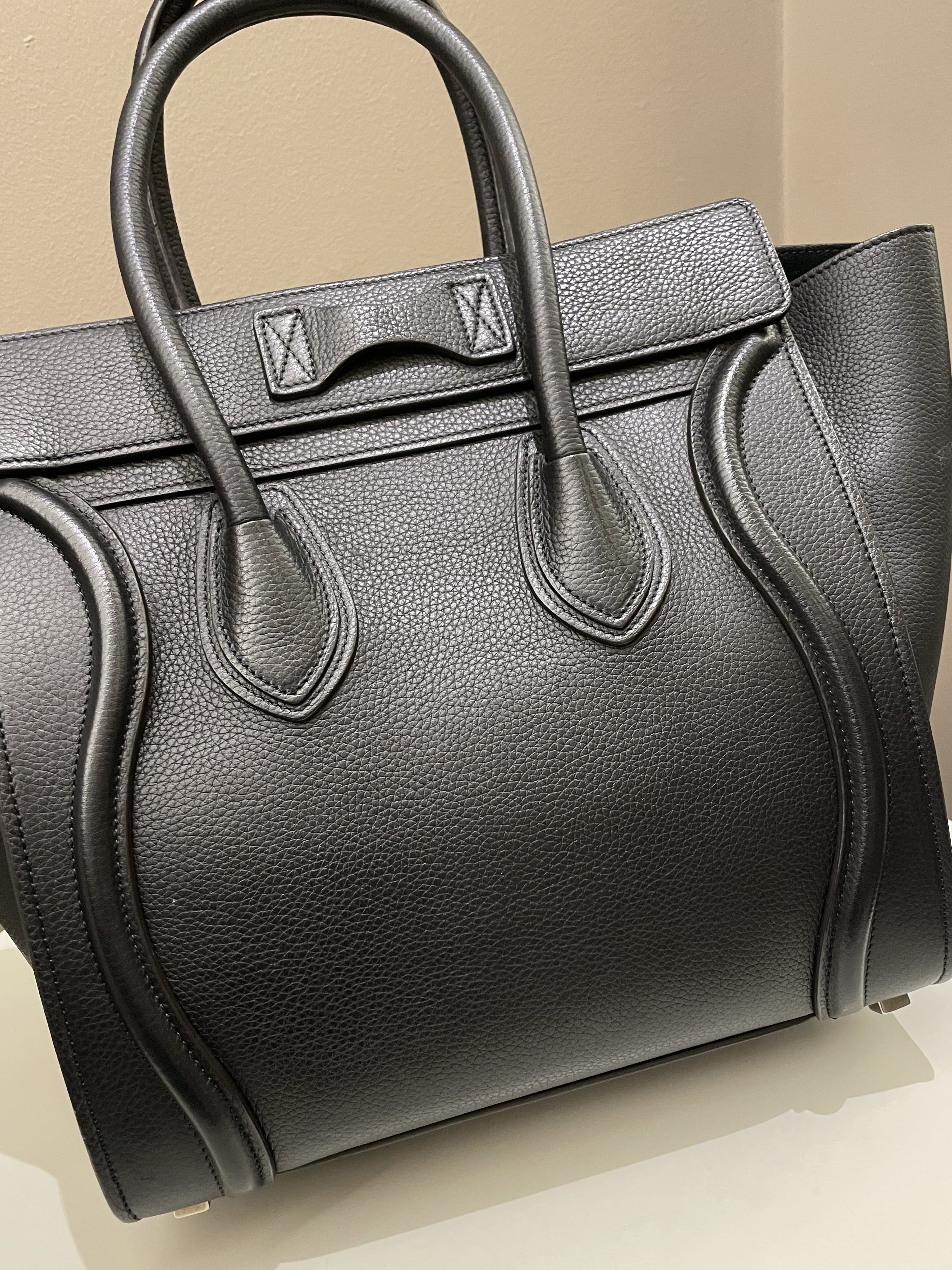Celine Micro Luggage Black Grainy Leather