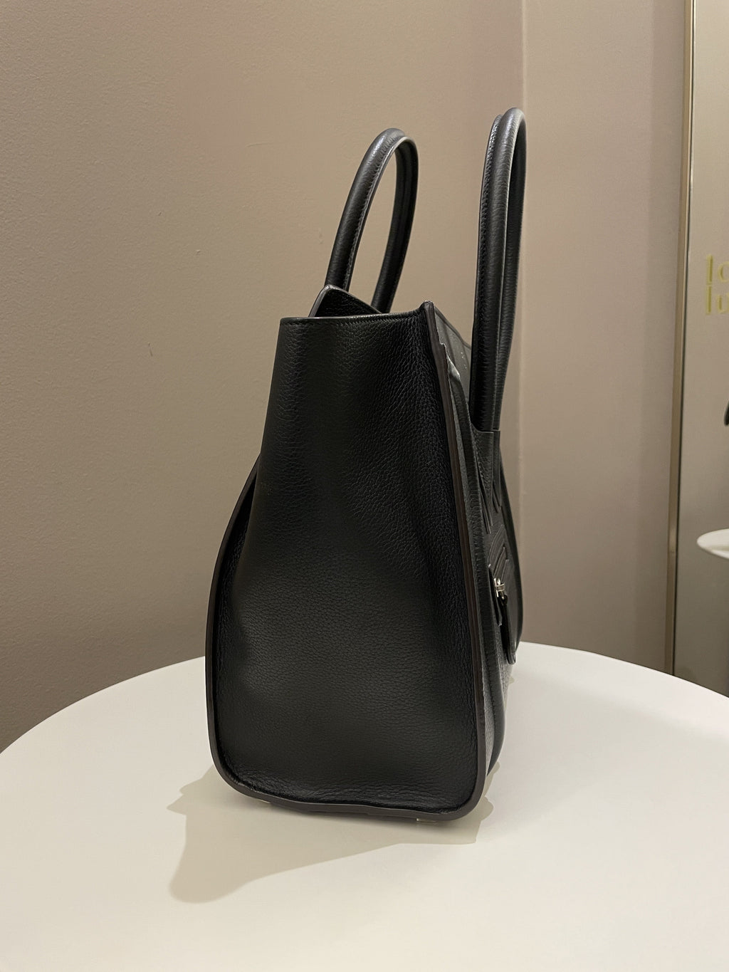 Celine Micro Luggage Black Grainy Leather