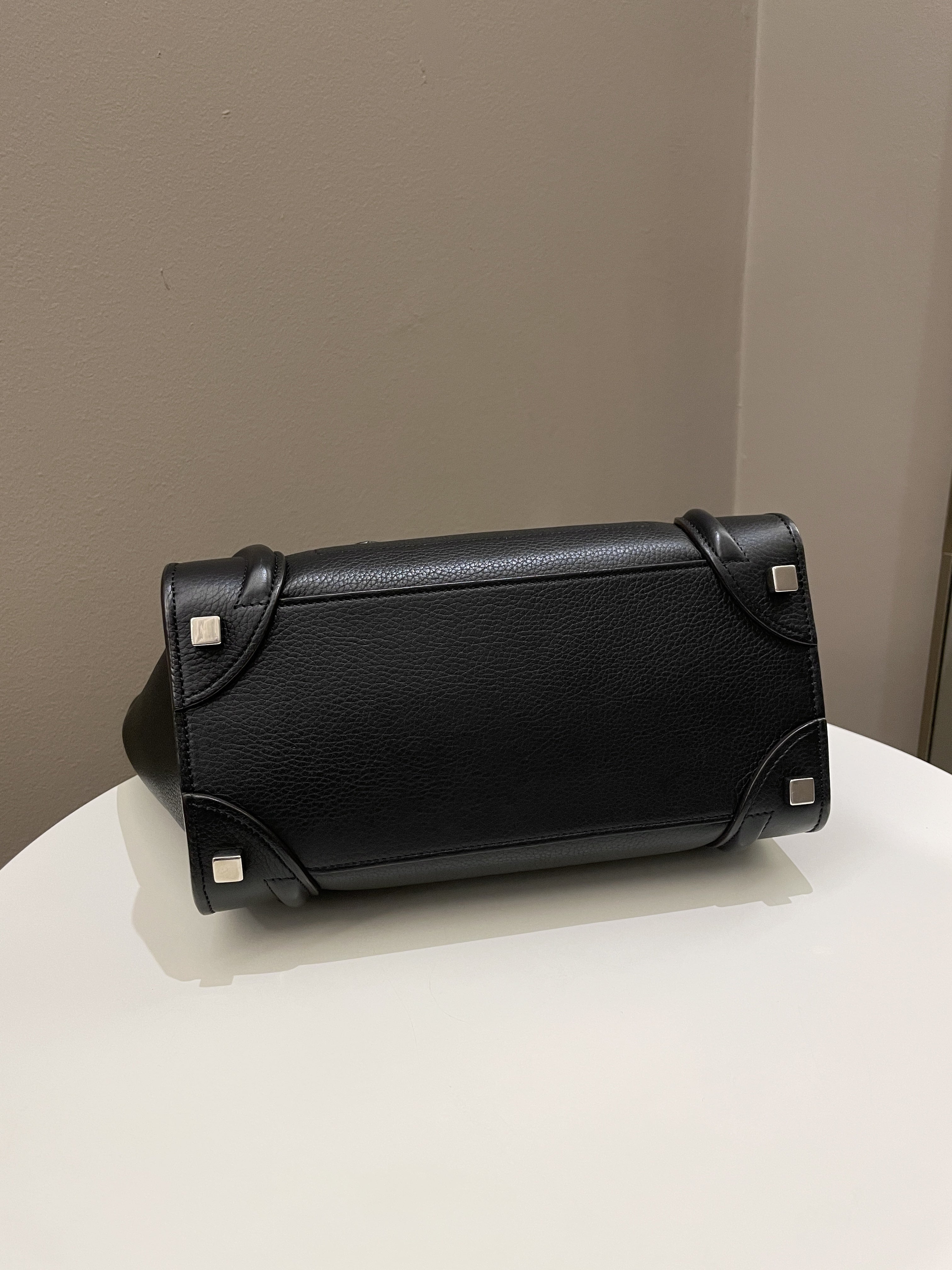 Celine Micro Luggage Black Grainy Leather
