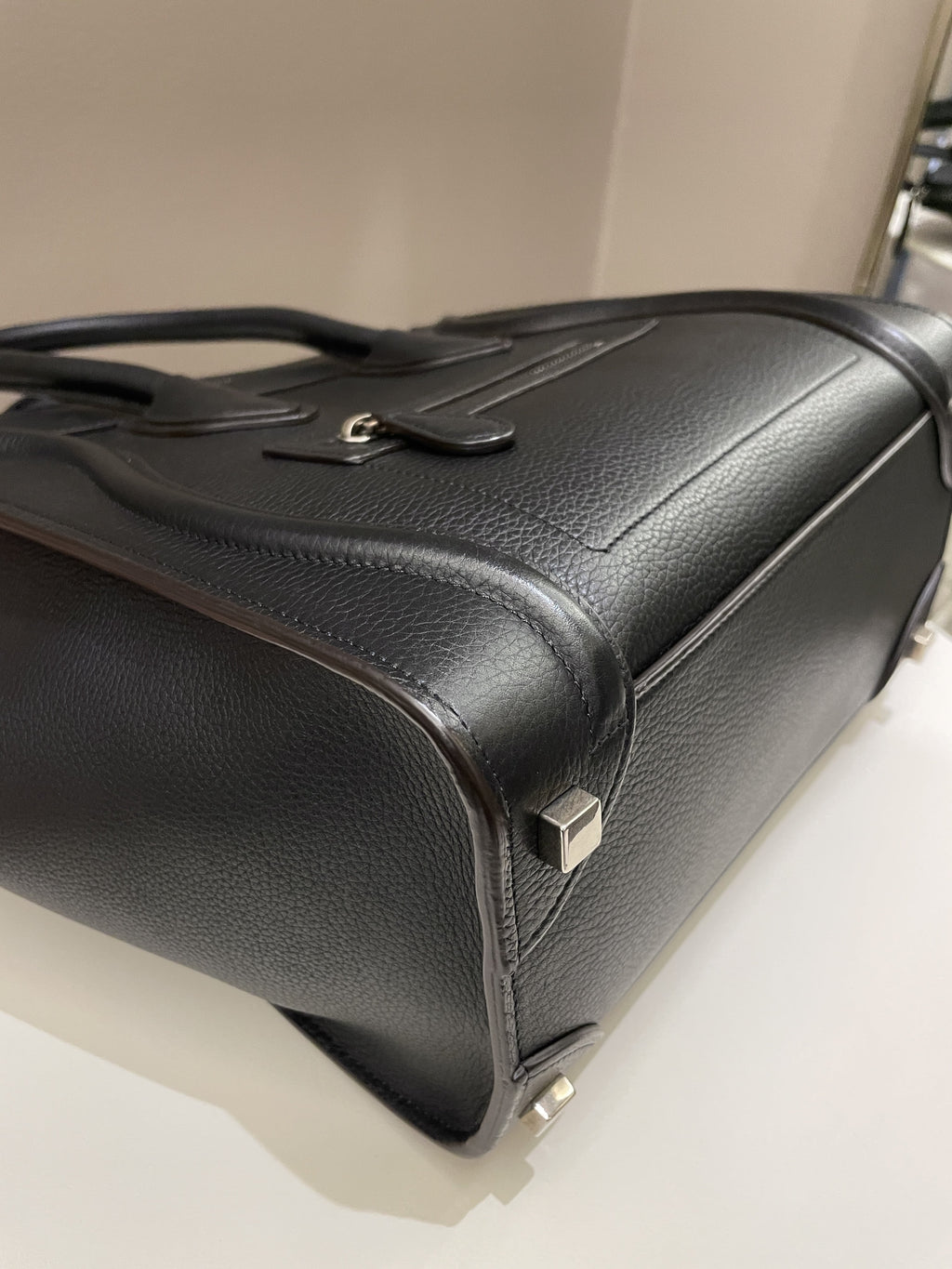 Celine Micro Luggage Black Grainy Leather