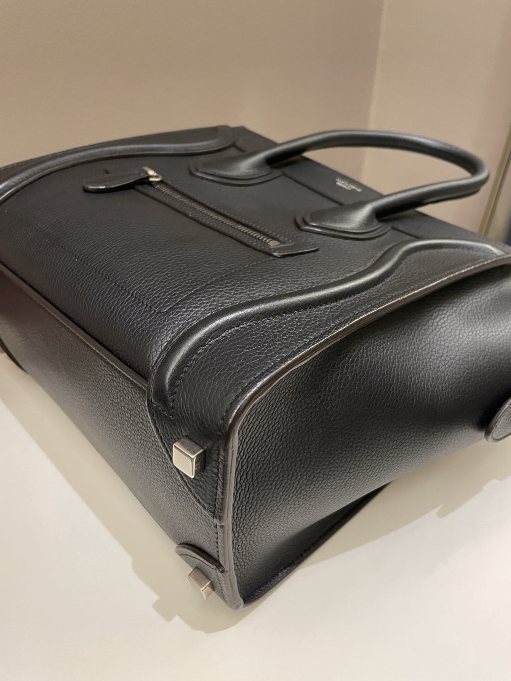 Celine Micro Luggage Black Grainy Leather