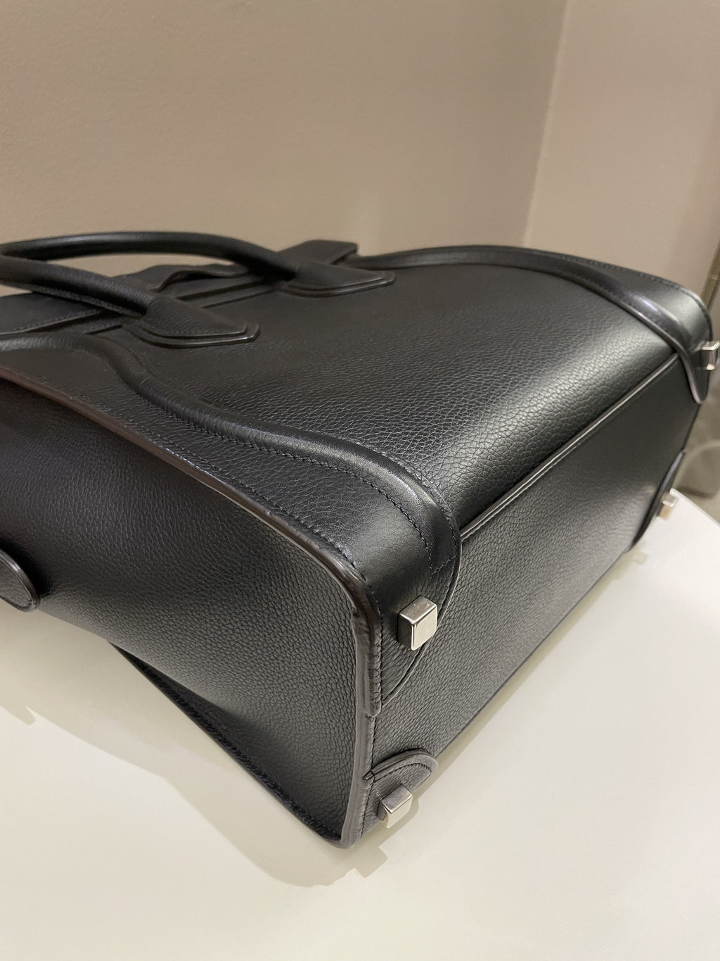 Celine Micro Luggage Black Grainy Leather