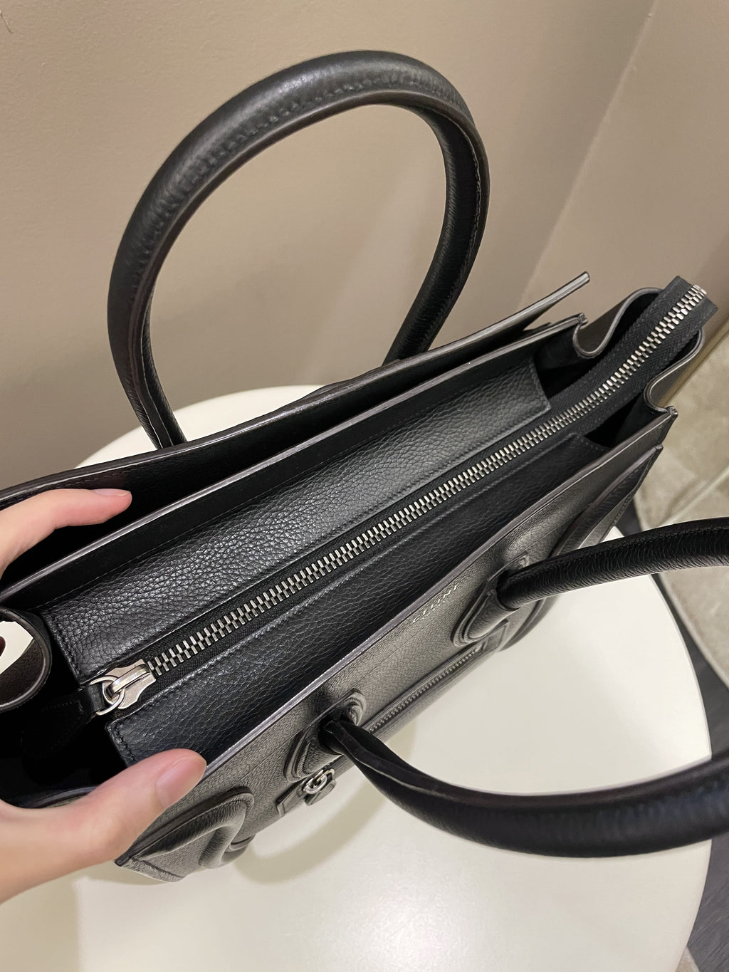 Celine Micro Luggage Black Grainy Leather