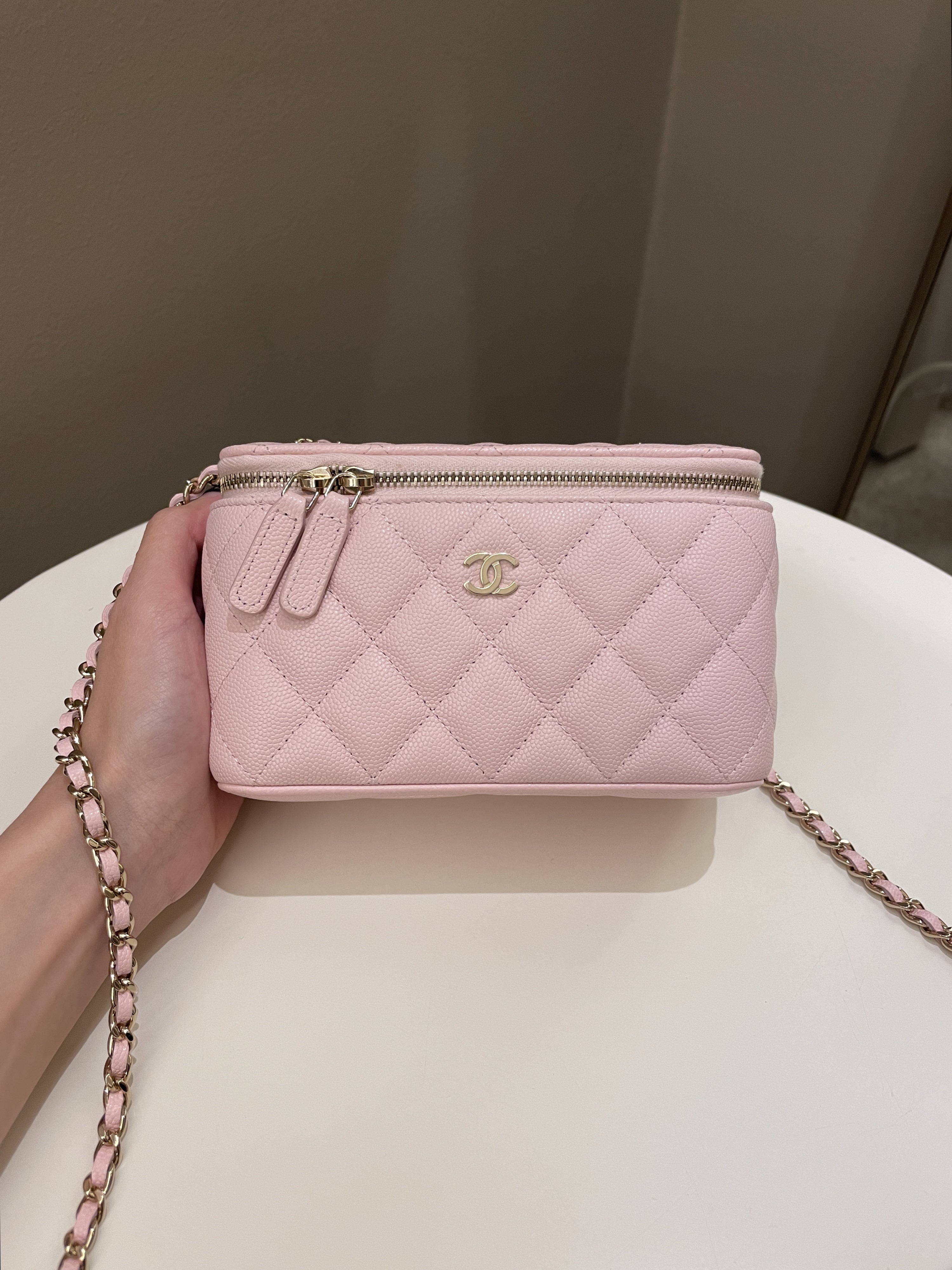 Chanel Quilted Mini Vanity Rectangular Rose Clair Lilac Caviar