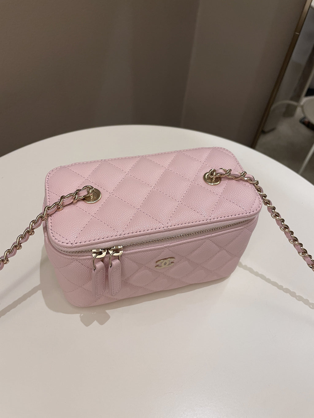 Chanel Quilted Mini Vanity Rectangular Rose Clair Lilac Caviar