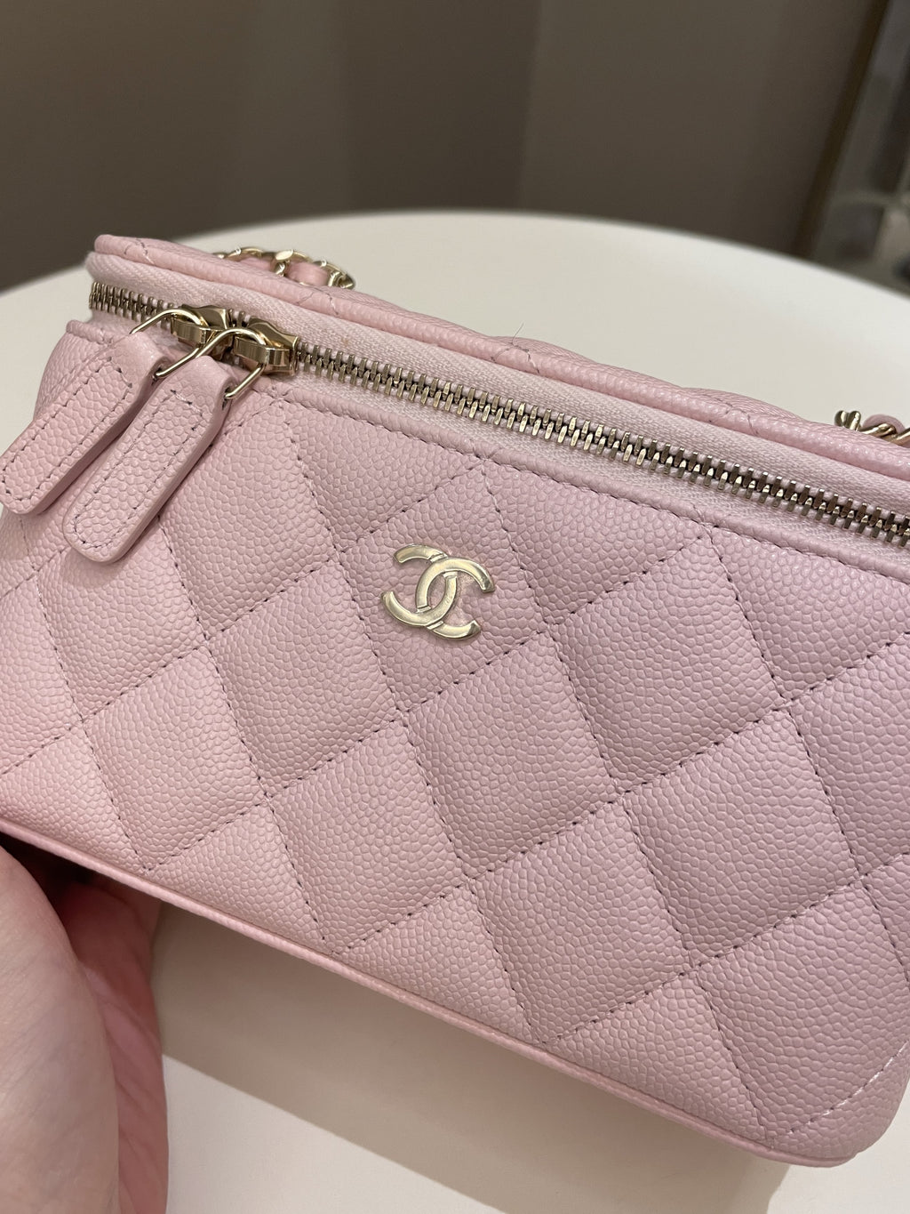 Chanel Quilted Mini Vanity Rectangular Rose Clair Lilac Caviar