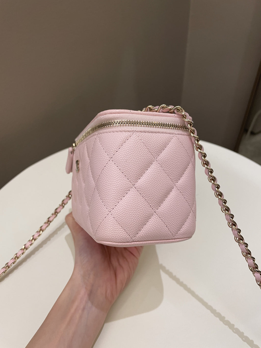 Chanel Quilted Mini Vanity Rectangular Rose Clair Lilac Caviar