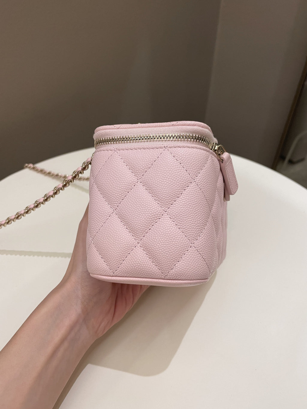 Chanel Quilted Mini Vanity Rectangular Rose Clair Lilac Caviar