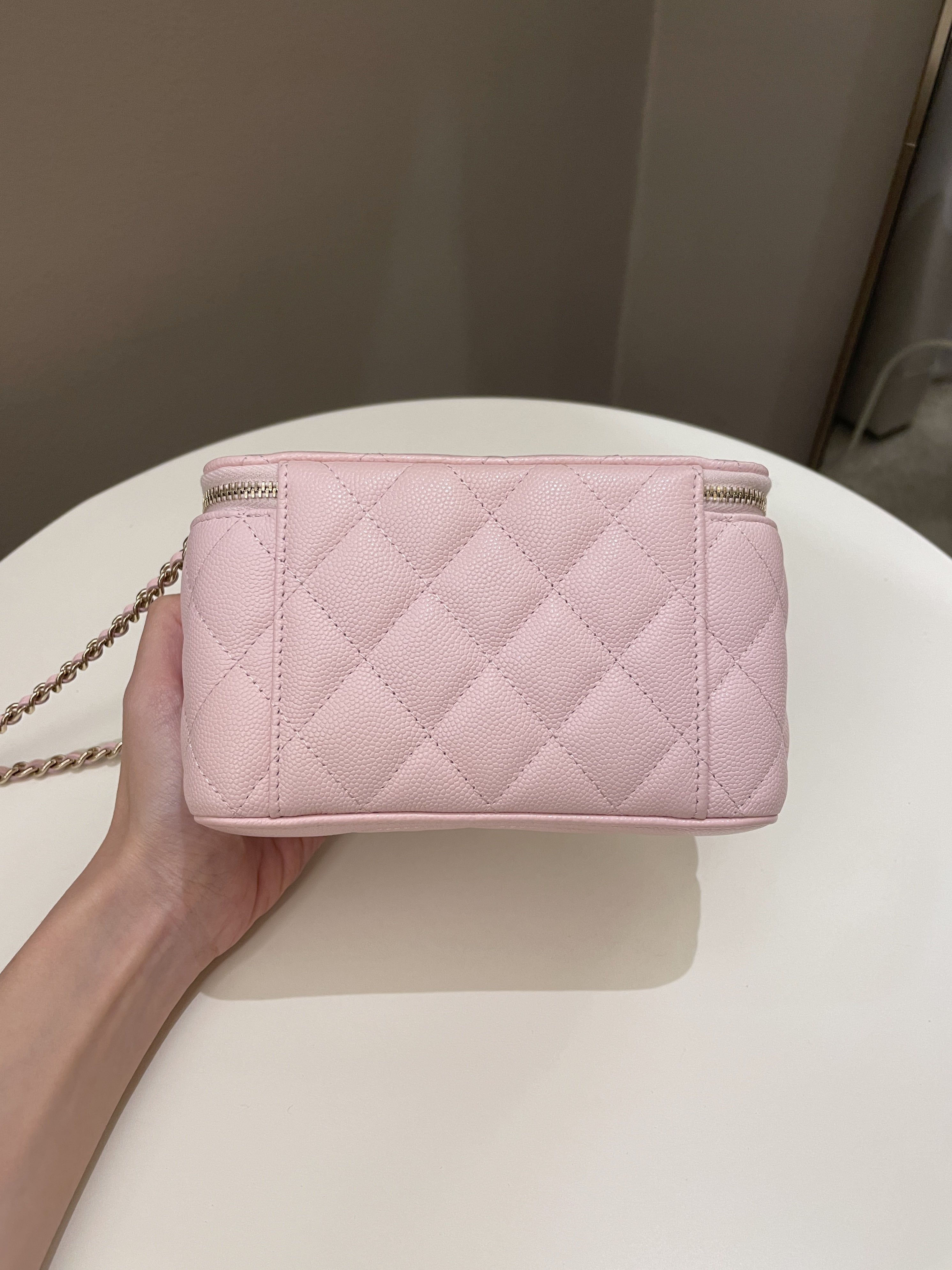 Chanel Quilted Mini Vanity Rectangular Rose Clair Lilac Caviar