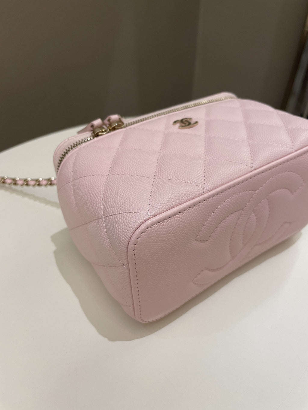 Chanel Quilted Mini Vanity Rectangular Rose Clair Lilac Caviar