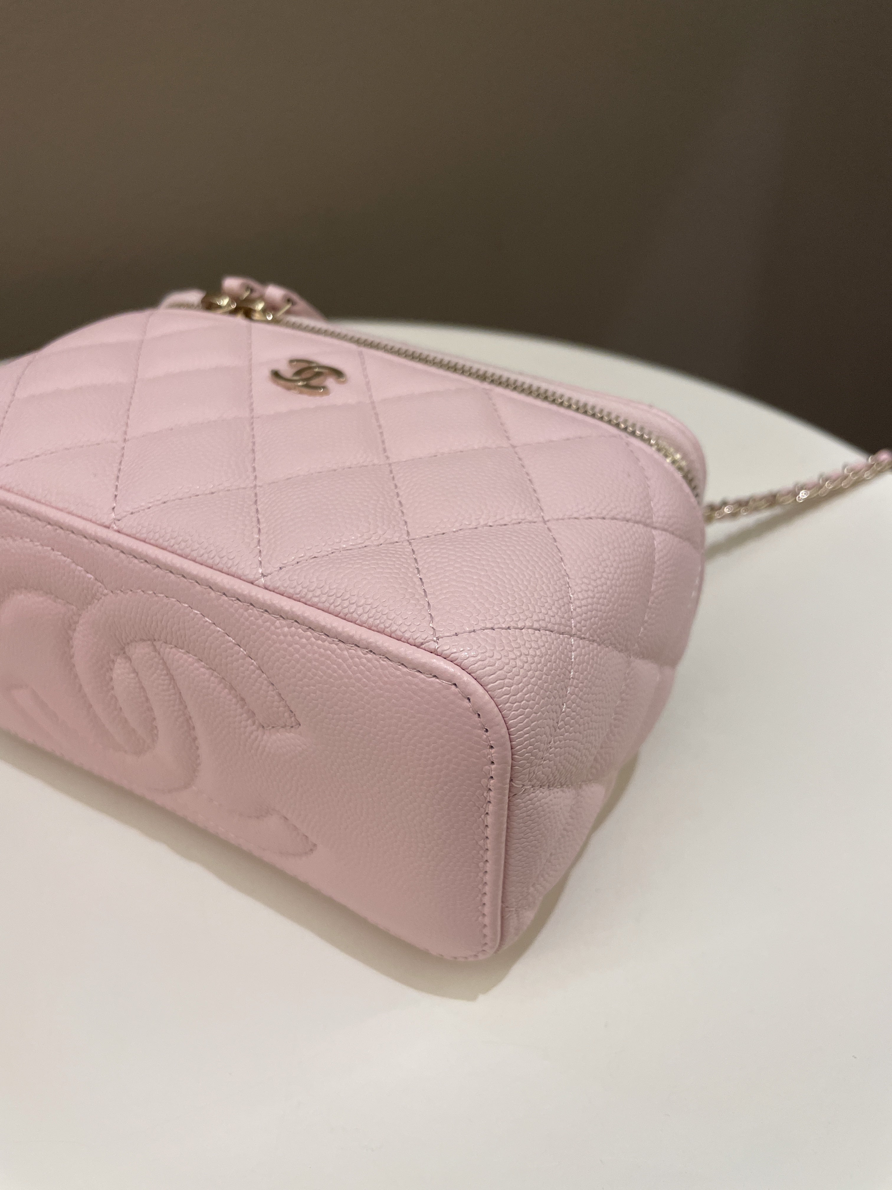 Chanel Quilted Mini Vanity Rectangular Rose Clair Lilac Caviar