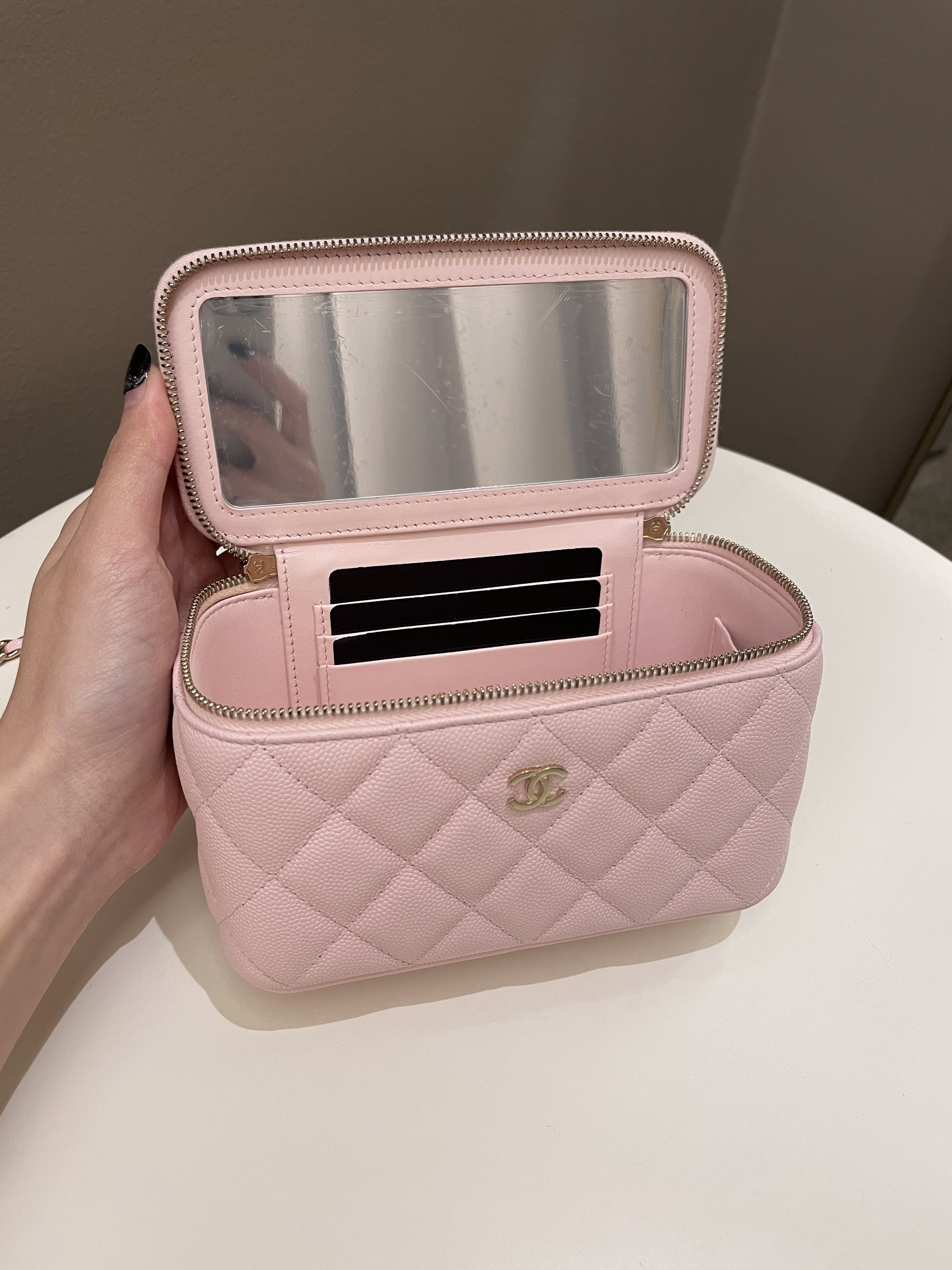 Chanel Quilted Mini Vanity Rectangular Rose Clair Lilac Caviar