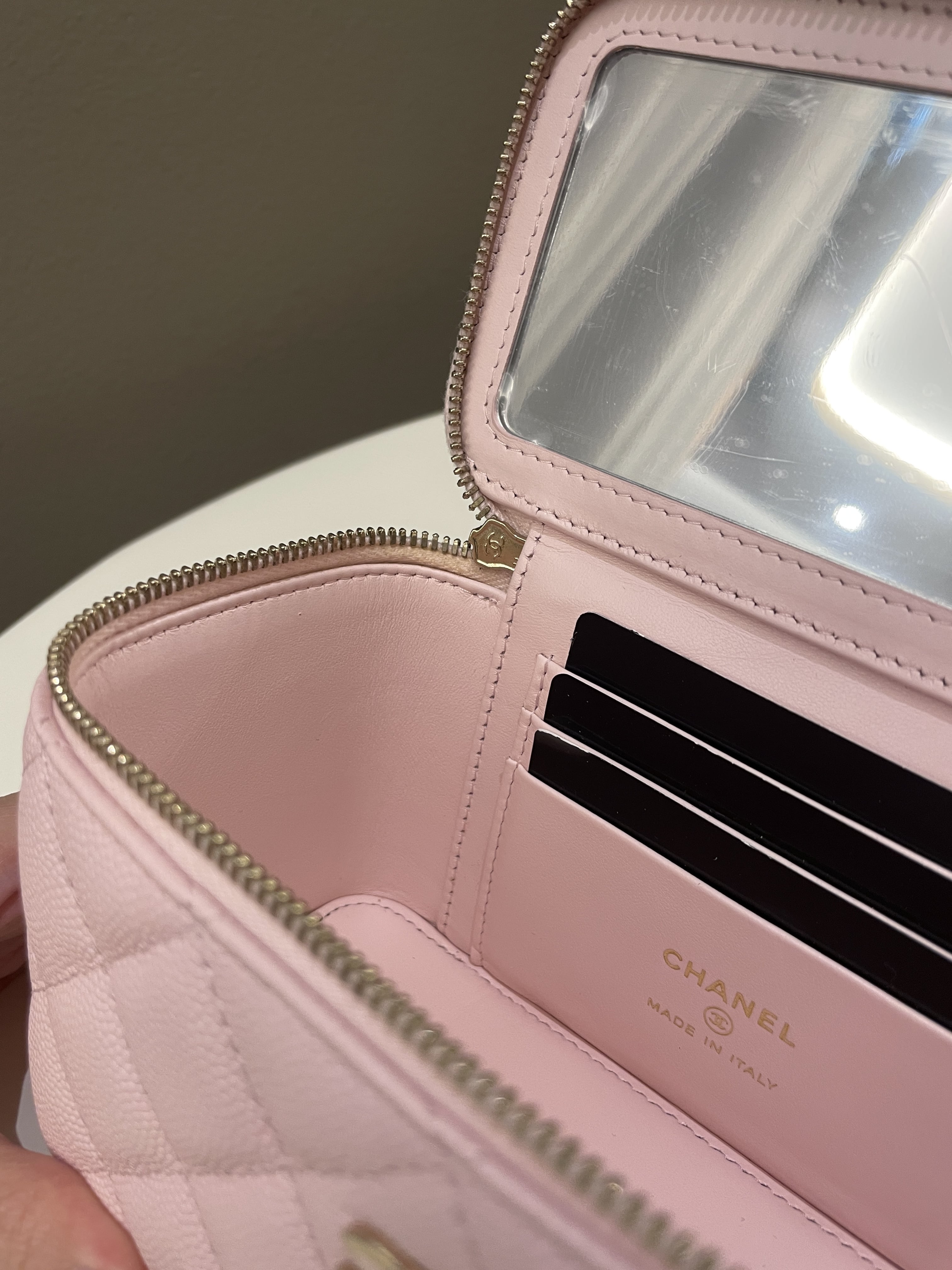 Chanel Quilted Mini Vanity Rectangular Rose Clair Lilac Caviar