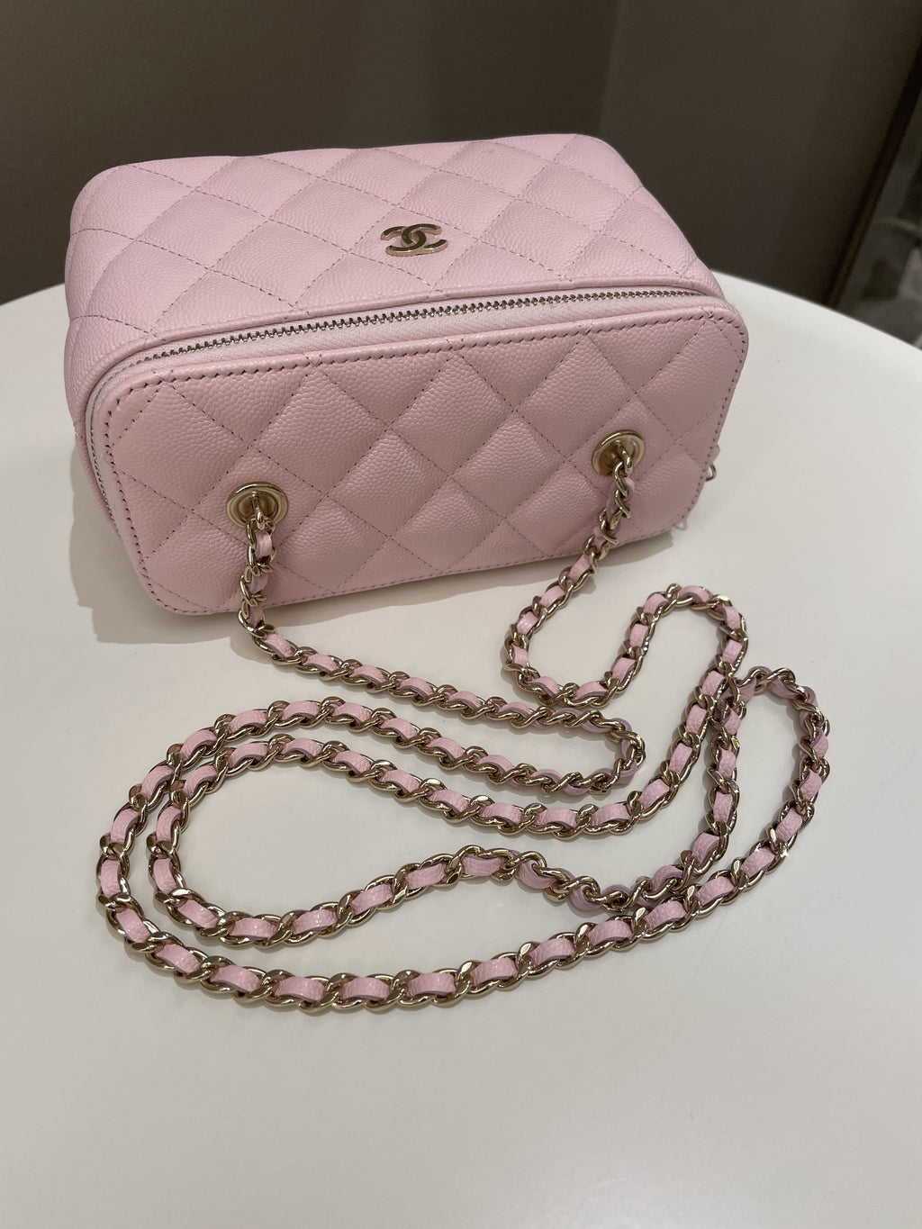 Chanel Quilted Mini Vanity Rectangular Rose Clair Lilac Caviar