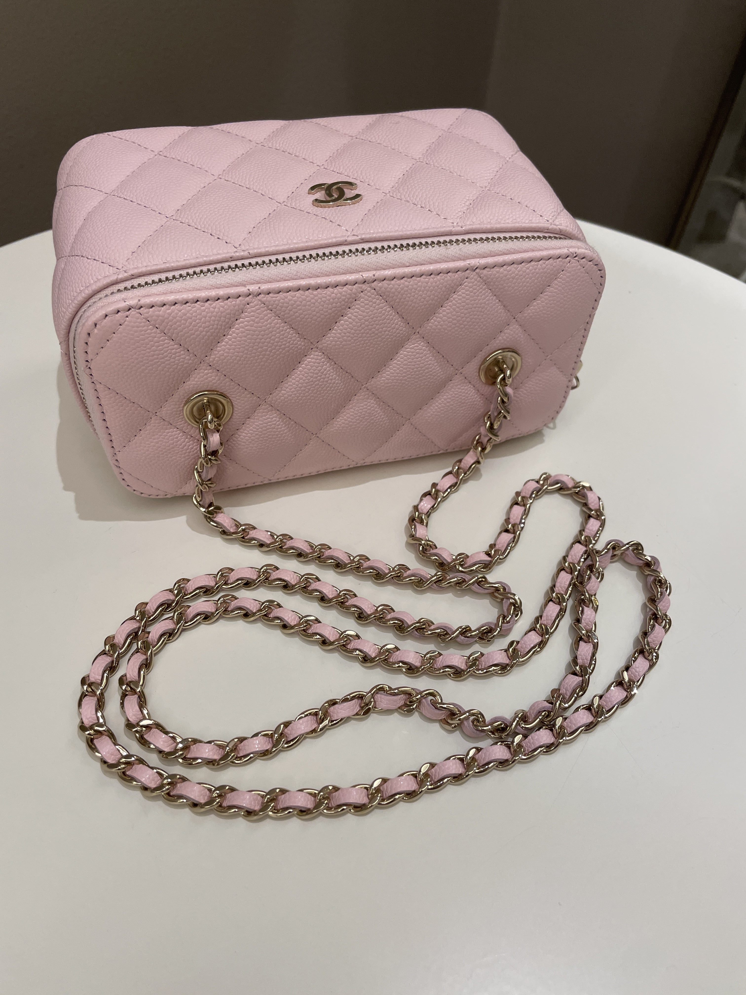 Chanel Quilted Mini Vanity Rectangular Rose Clair Lilac Caviar