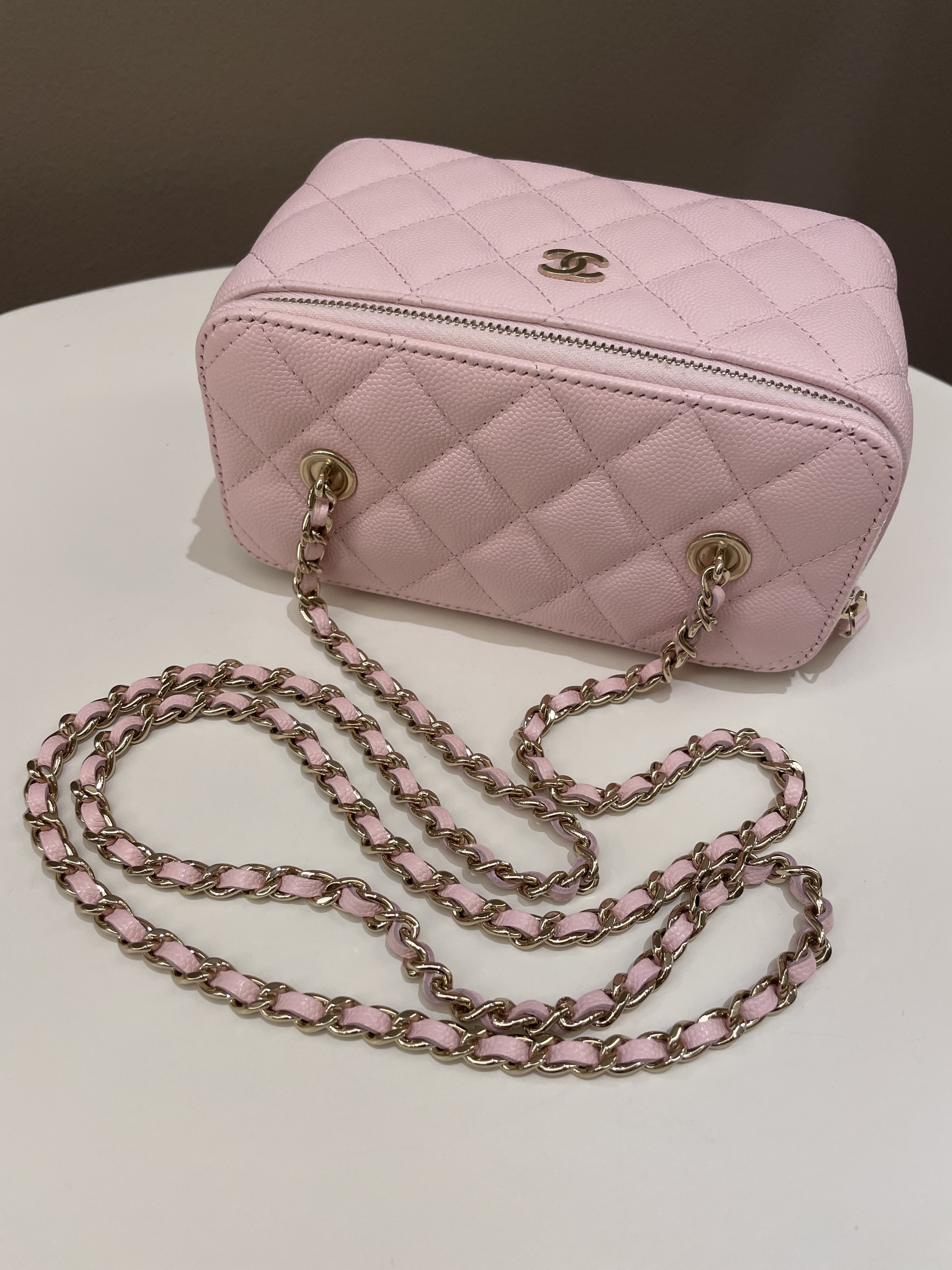 Chanel Quilted Mini Vanity Rectangular Rose Clair Lilac Caviar