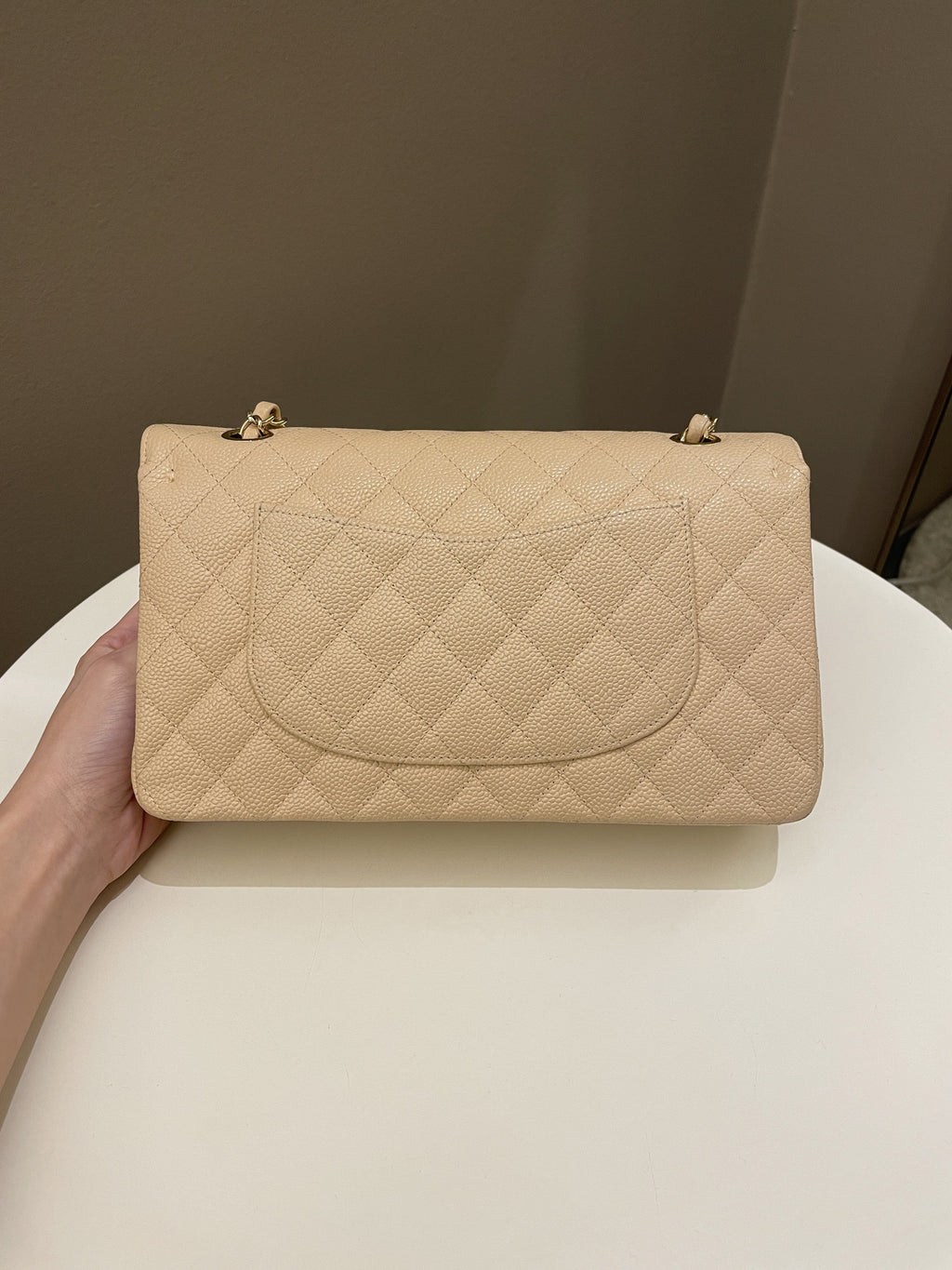 Chanel Classic Quilted Medium Double Flap Beige Caviar
