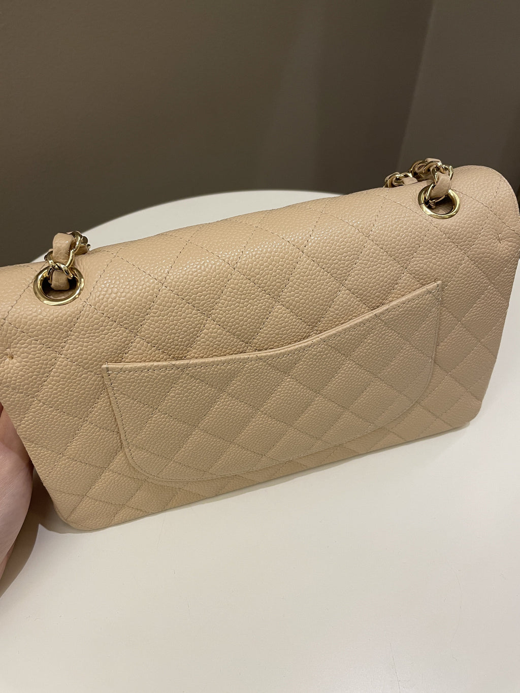 Chanel Classic Quilted Medium Double Flap Beige Caviar