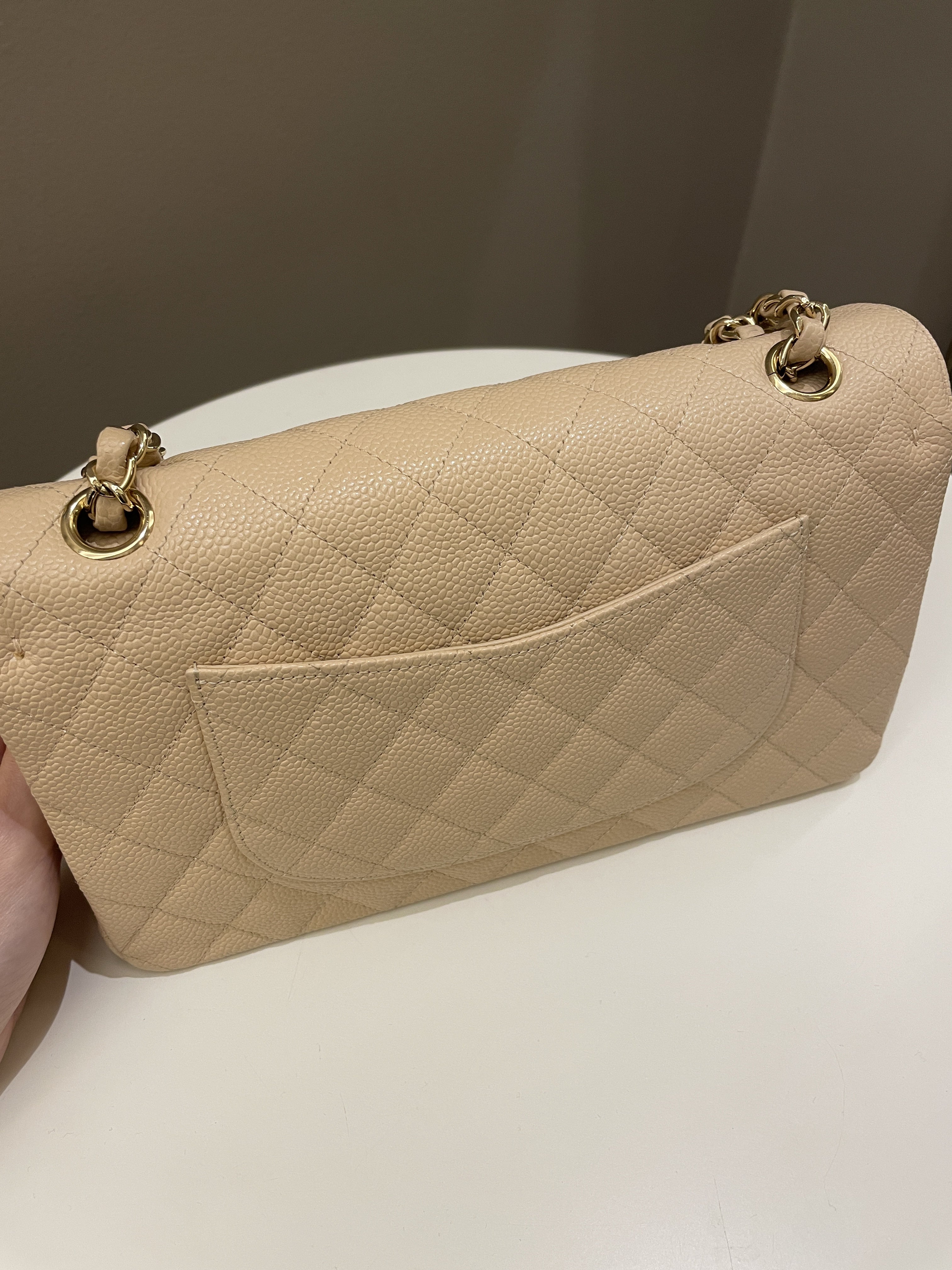 Chanel Classic Quilted Medium Double Flap Beige Caviar