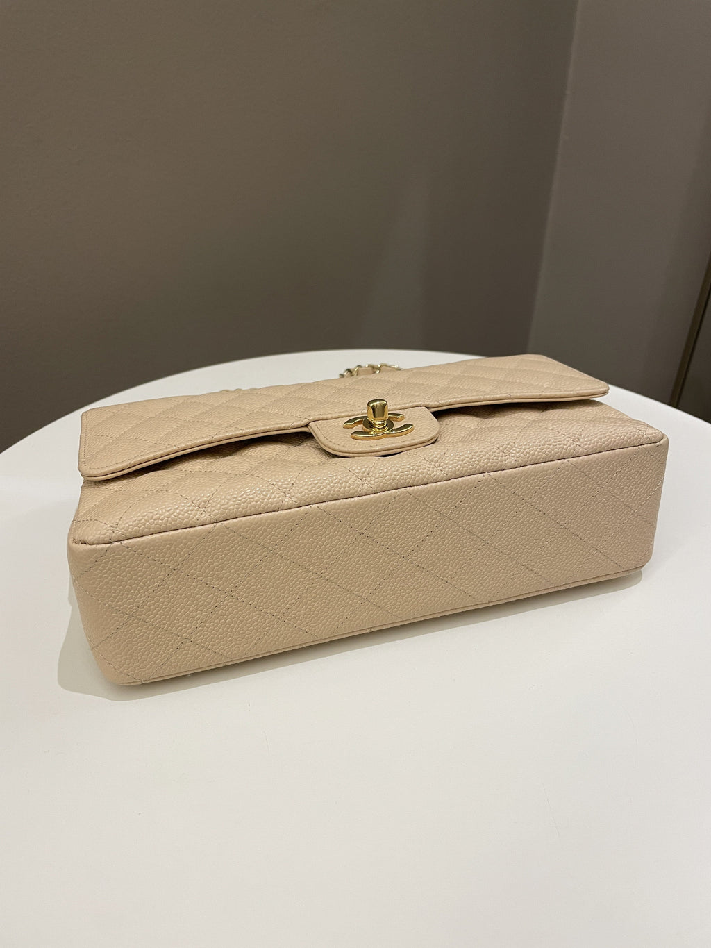 Chanel Classic Quilted Medium Double Flap Beige Caviar