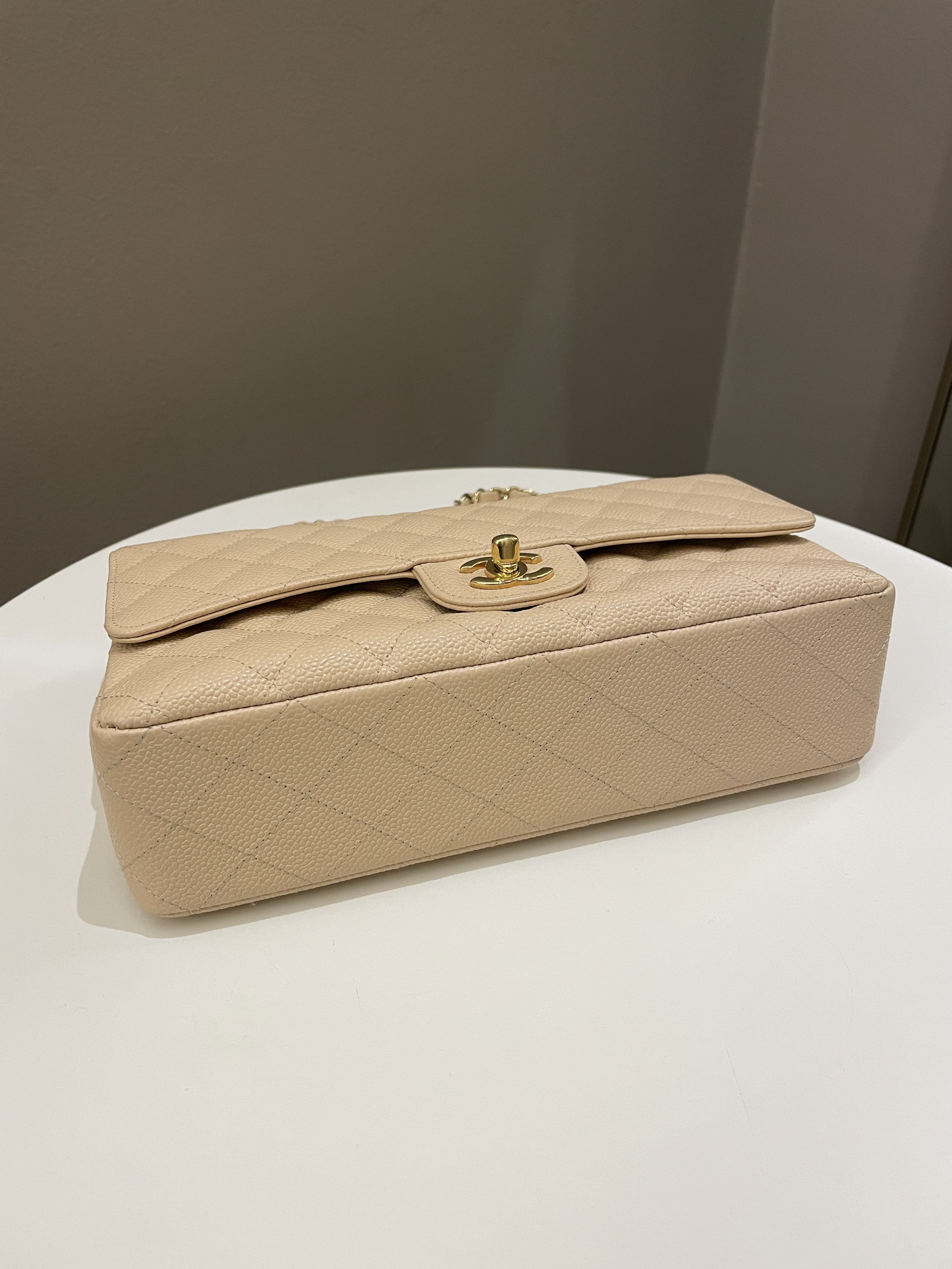 Chanel Classic Quilted Medium Double Flap Beige Caviar