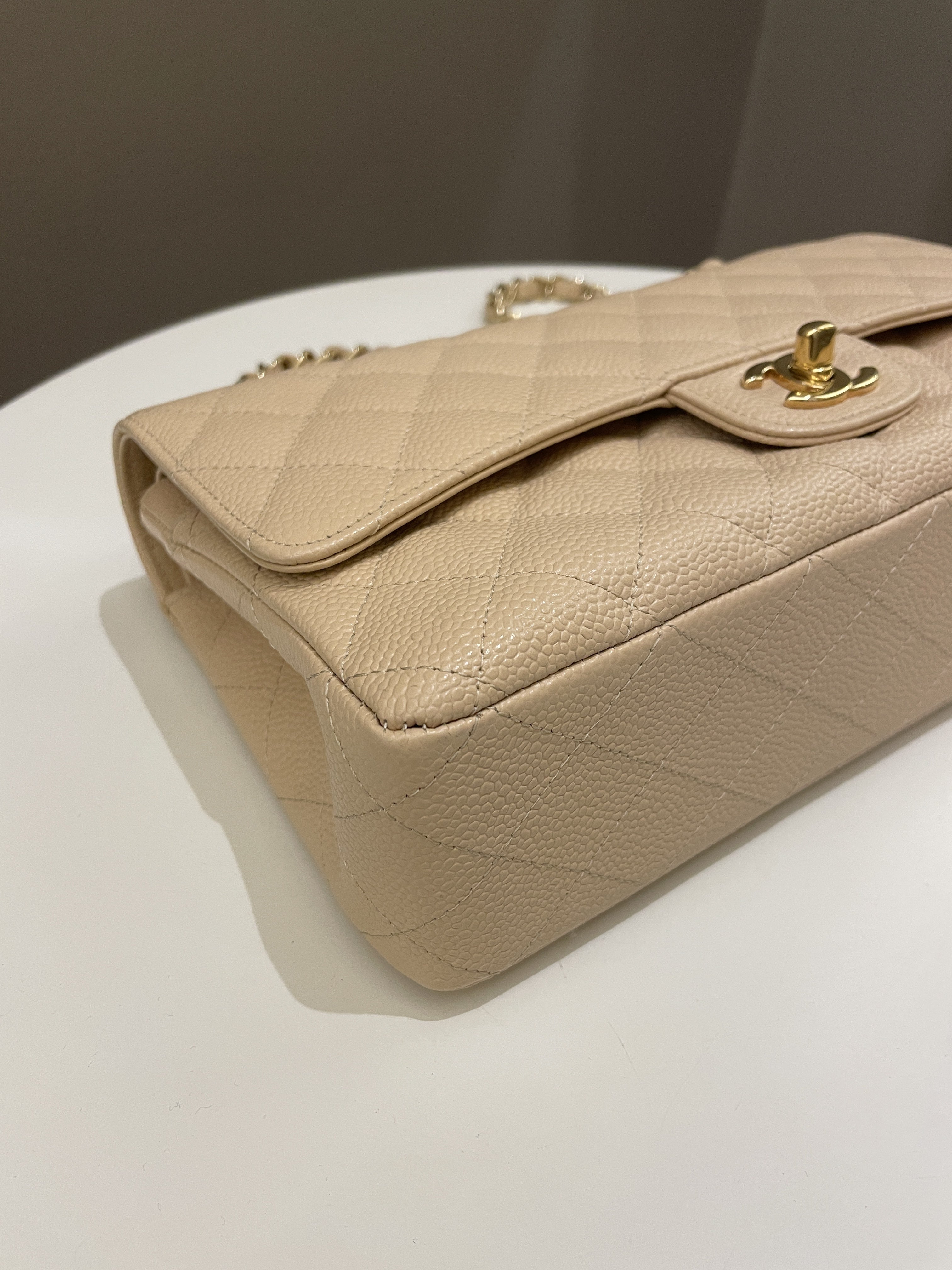 Chanel Classic Quilted Medium Double Flap Beige Caviar