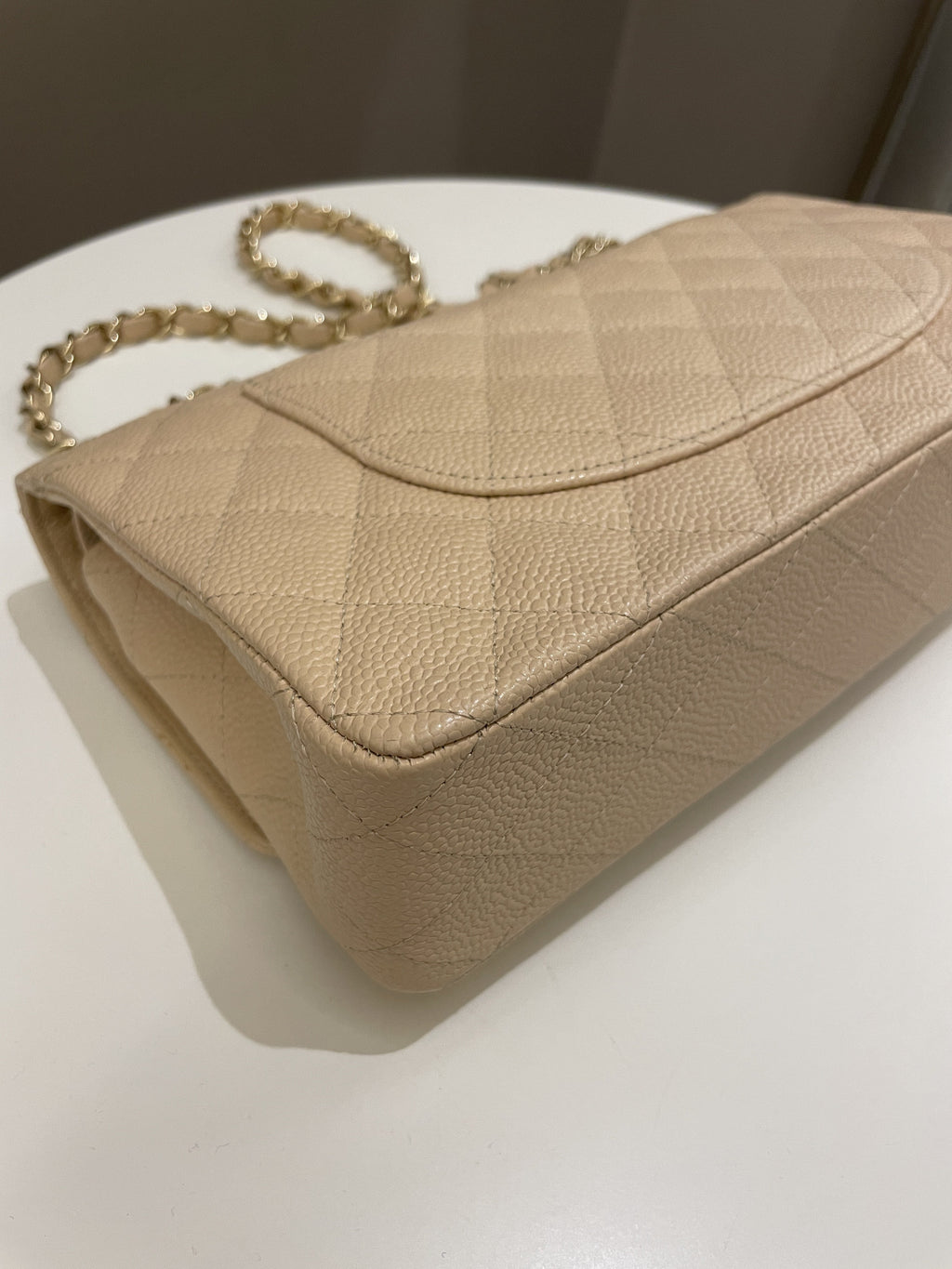 Chanel Classic Quilted Medium Double Flap Beige Caviar