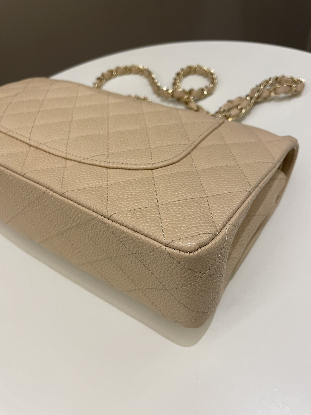 Chanel Classic Quilted Medium Double Flap Beige Caviar