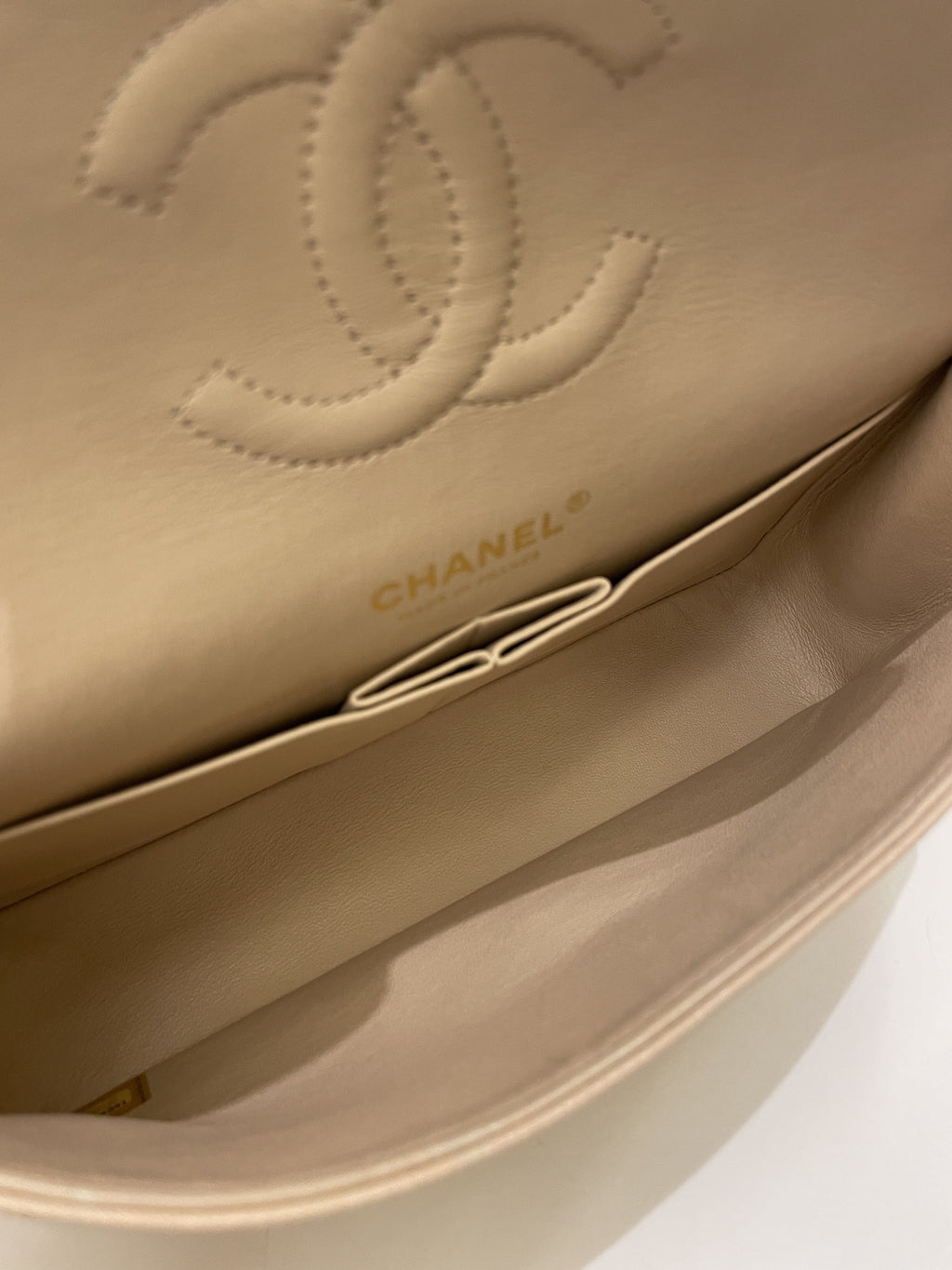 Chanel Classic Quilted Medium Double Flap Beige Caviar