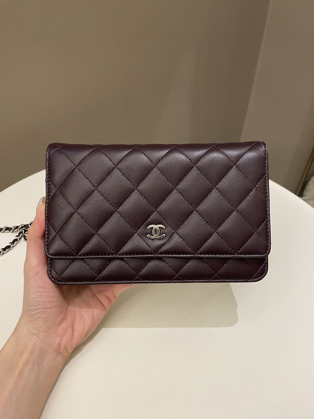 Chanel Classic Quilted Wallet On Chain Dark Burgundy