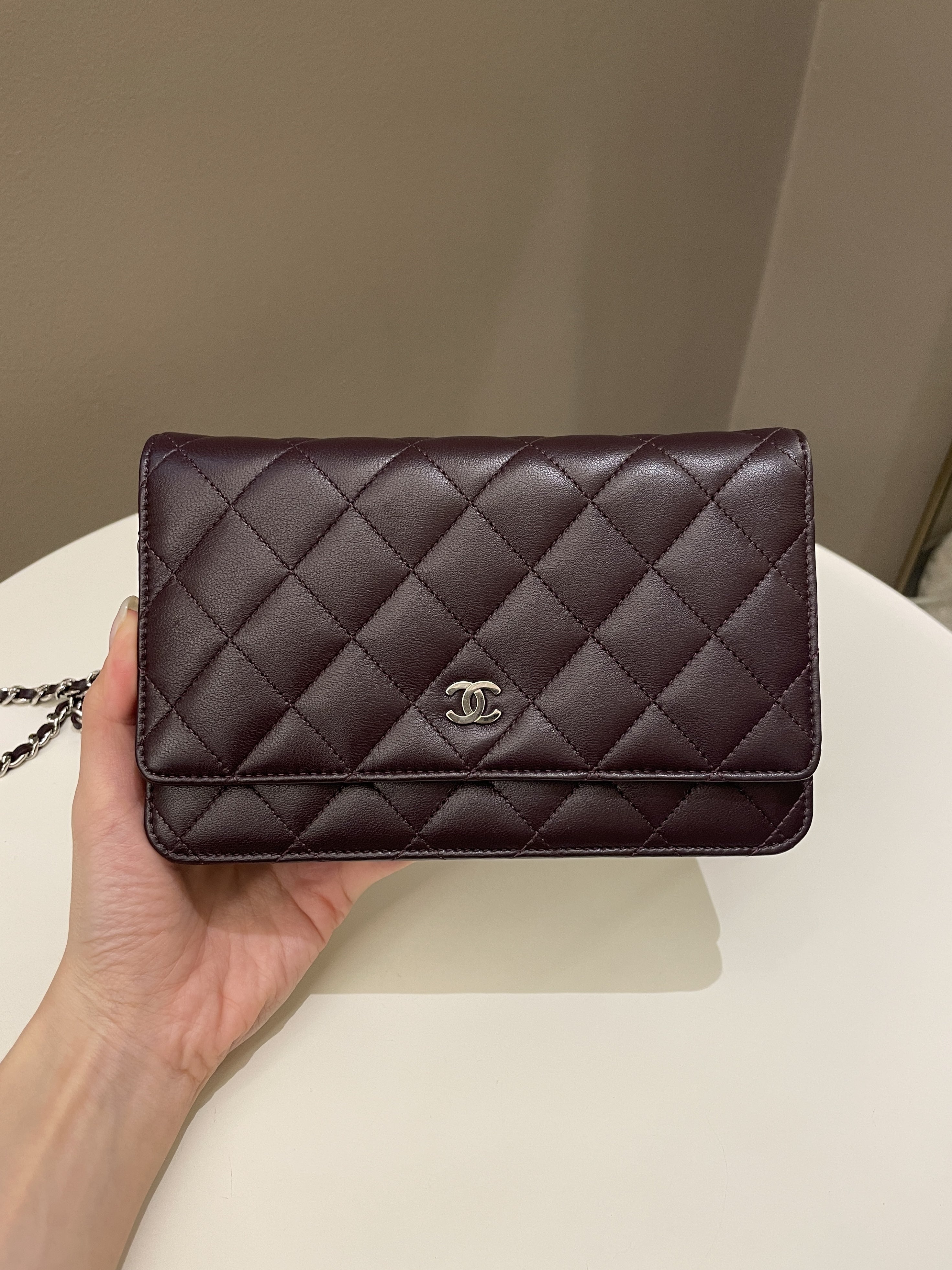 Chanel Classic Quilted Wallet On Chain Dark Burgundy