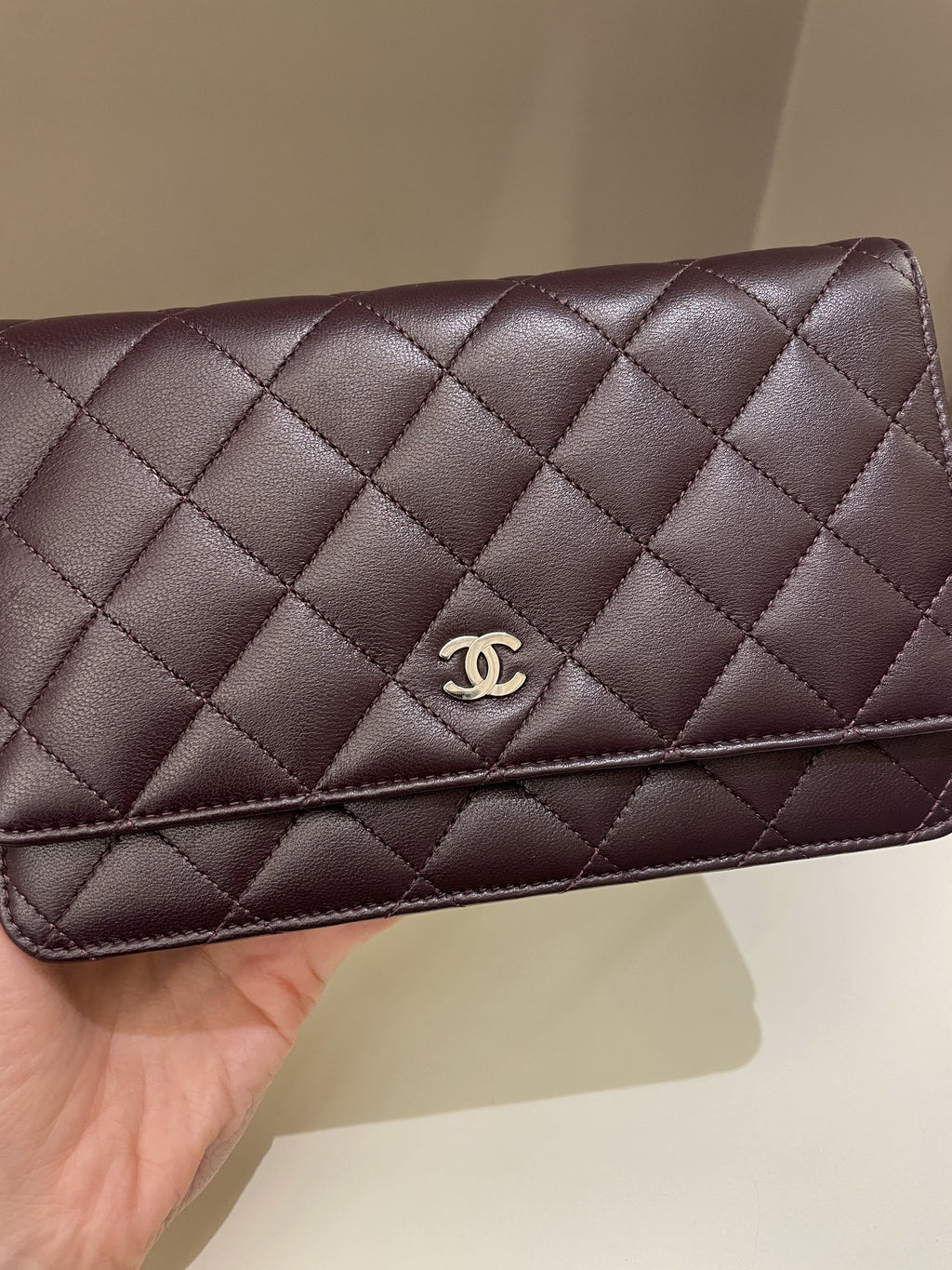 Chanel Classic Quilted Wallet On Chain Dark Burgundy