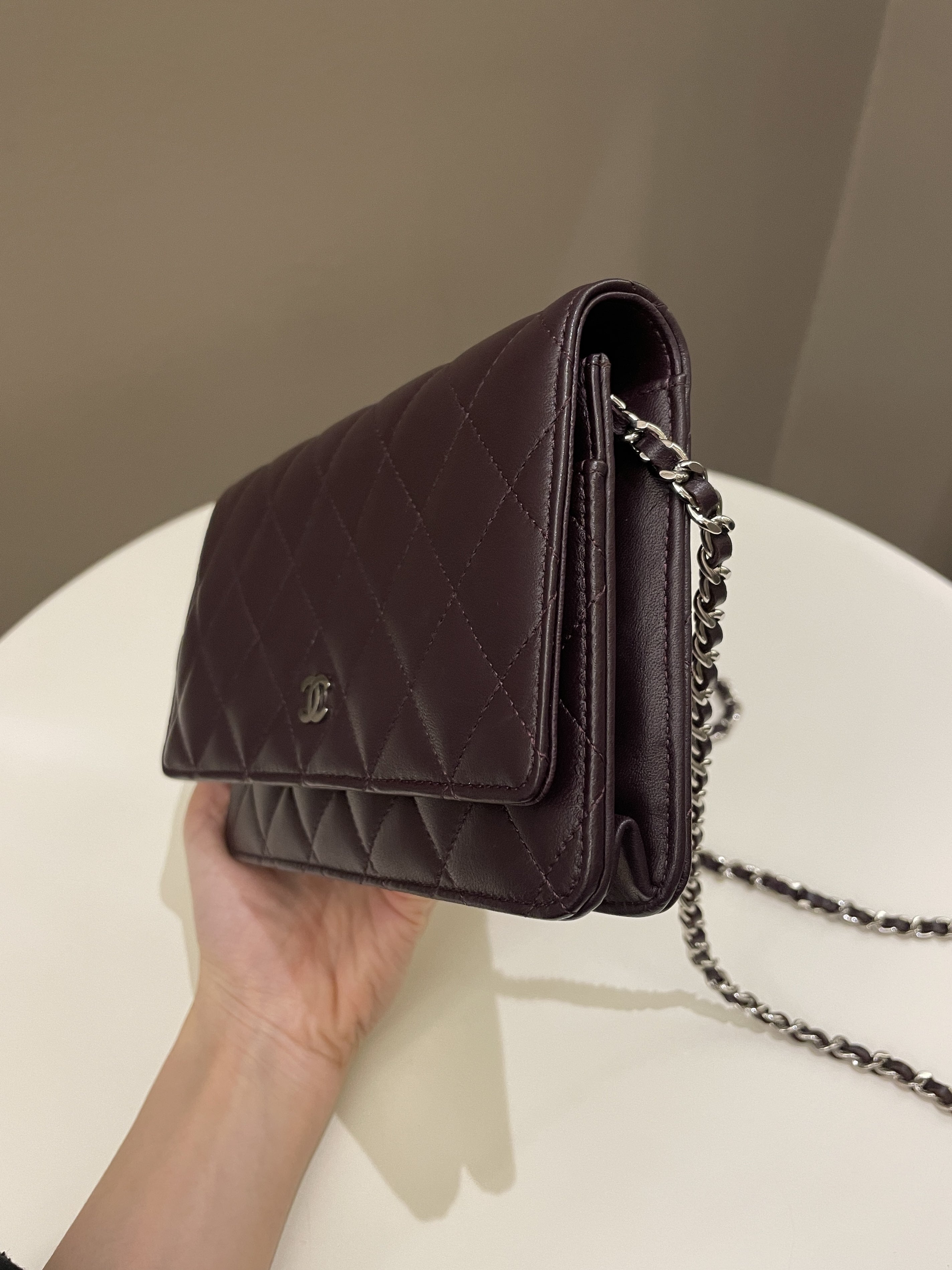 Chanel Classic Quilted Wallet On Chain Dark Burgundy