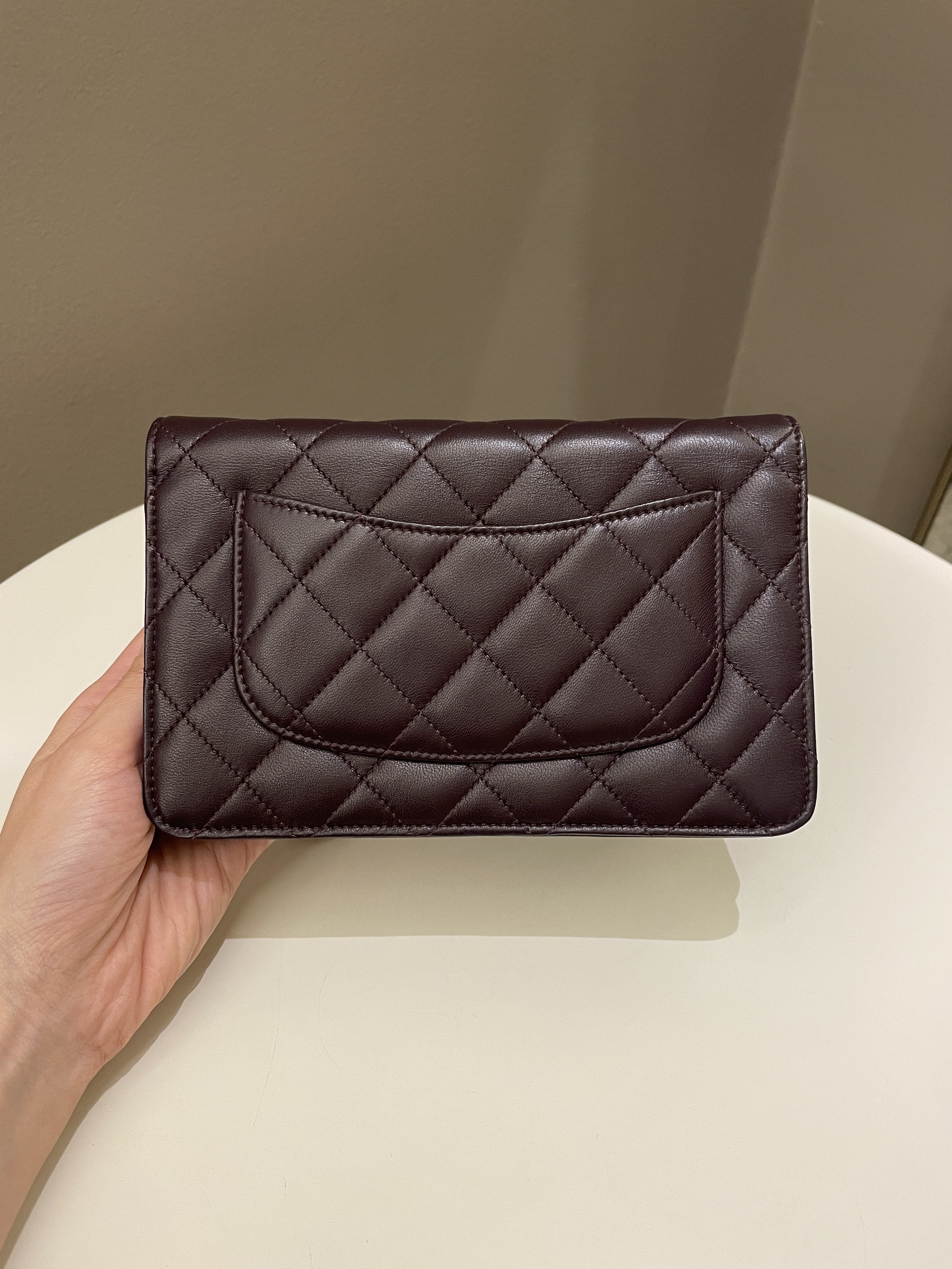 Chanel Classic Quilted Wallet On Chain Dark Burgundy