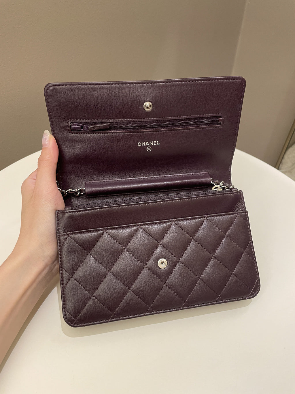 Chanel Classic Quilted Wallet On Chain Dark Burgundy