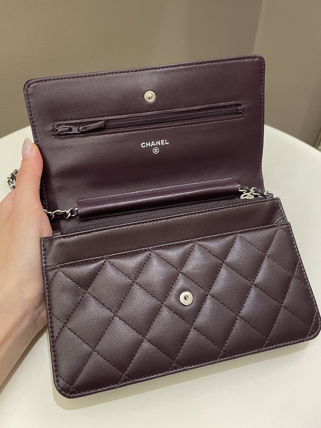 Chanel Classic Quilted Wallet On Chain Dark Burgundy