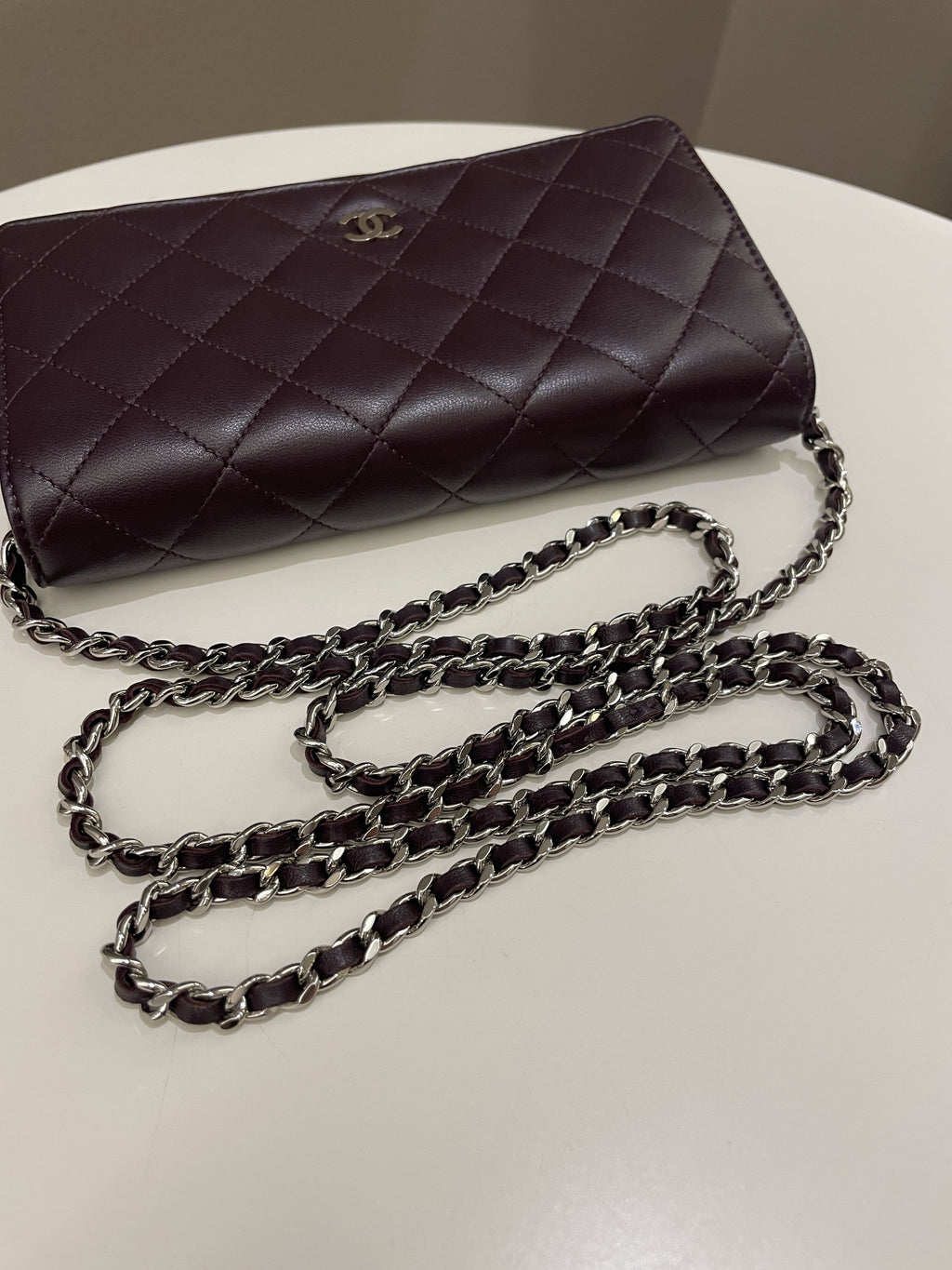 Chanel Classic Quilted Wallet On Chain Dark Burgundy