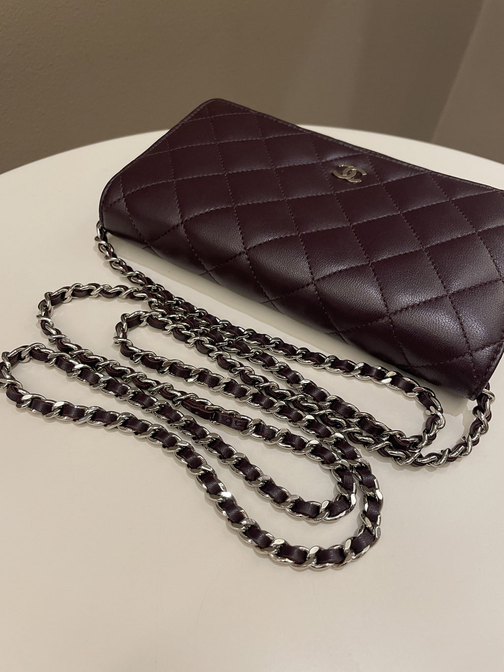 Chanel Classic Quilted Wallet On Chain Dark Burgundy