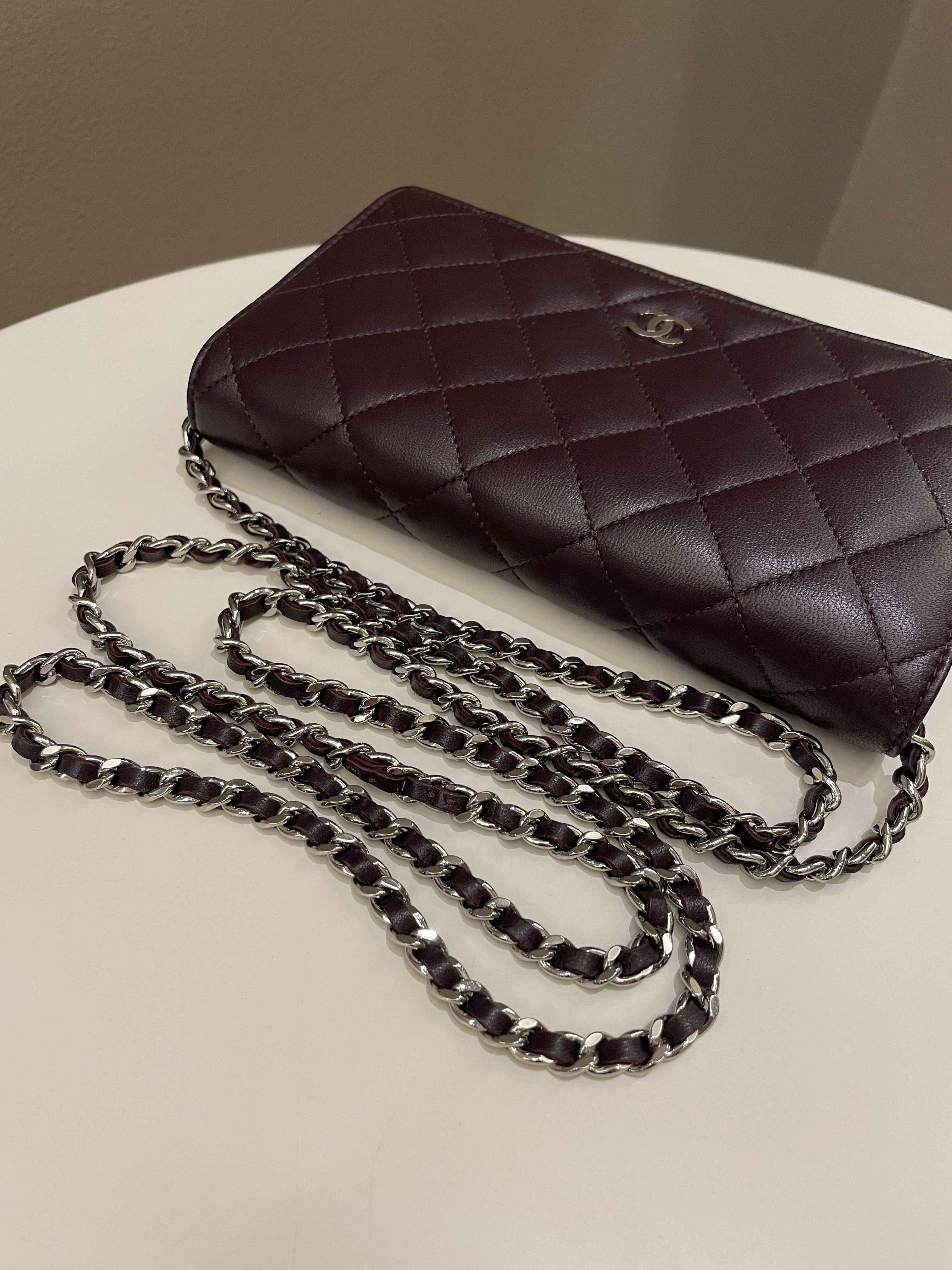Chanel Classic Quilted Wallet On Chain Dark Burgundy