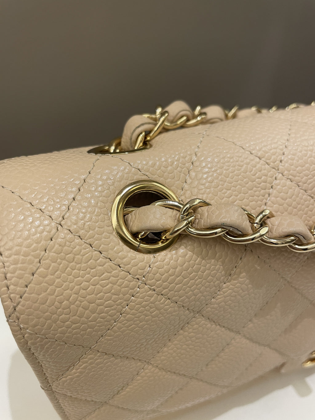 Chanel Classic Quilted Medium Double Flap Beige Caviar