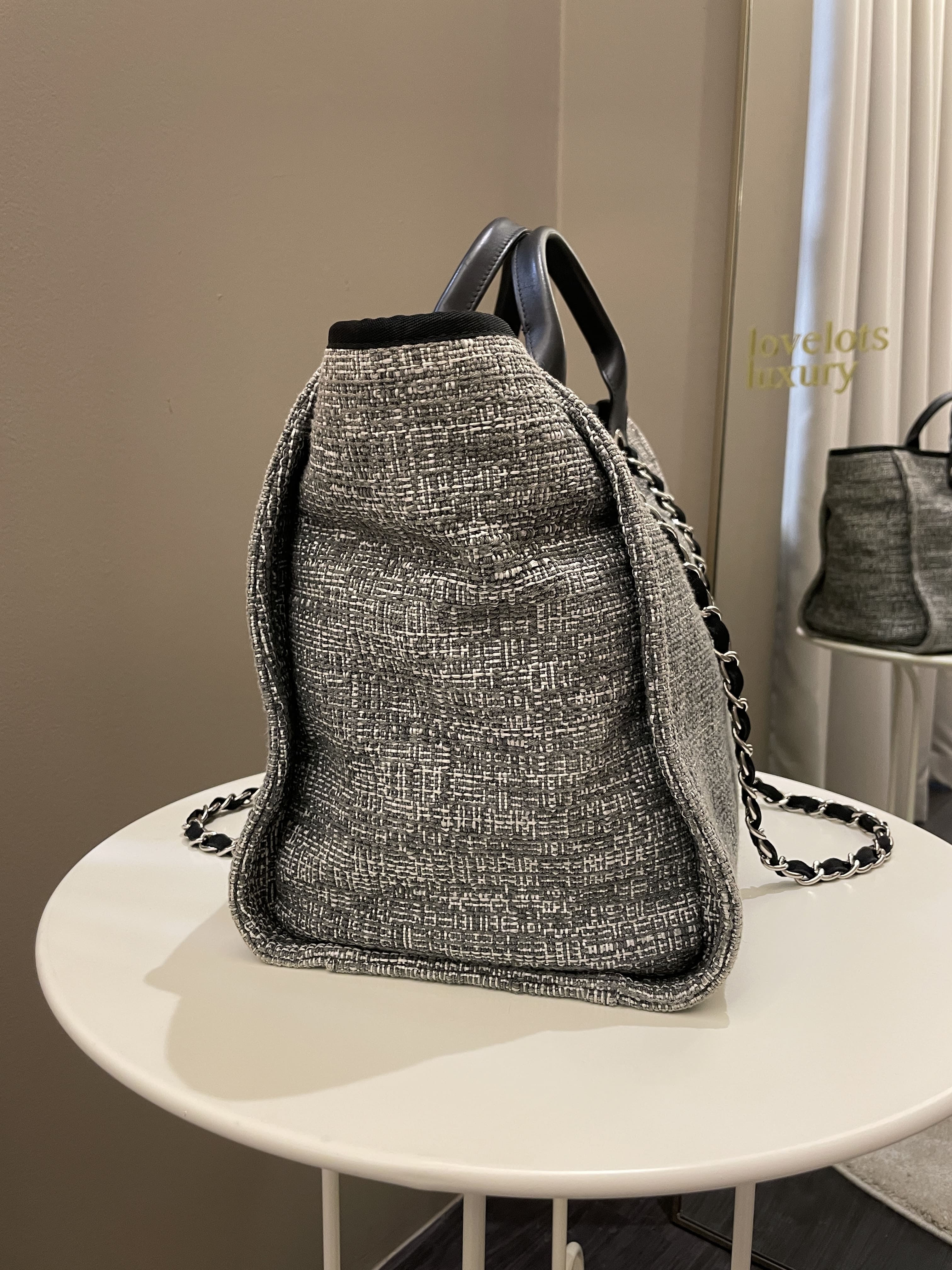 Chanel Deauville Shopper Tote Grey/ Black Canvas