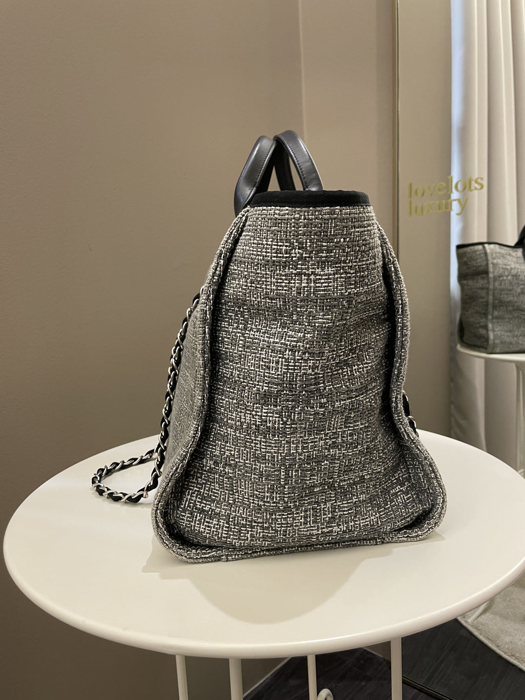 Chanel Deauville Shopper Tote Grey/ Black Canvas