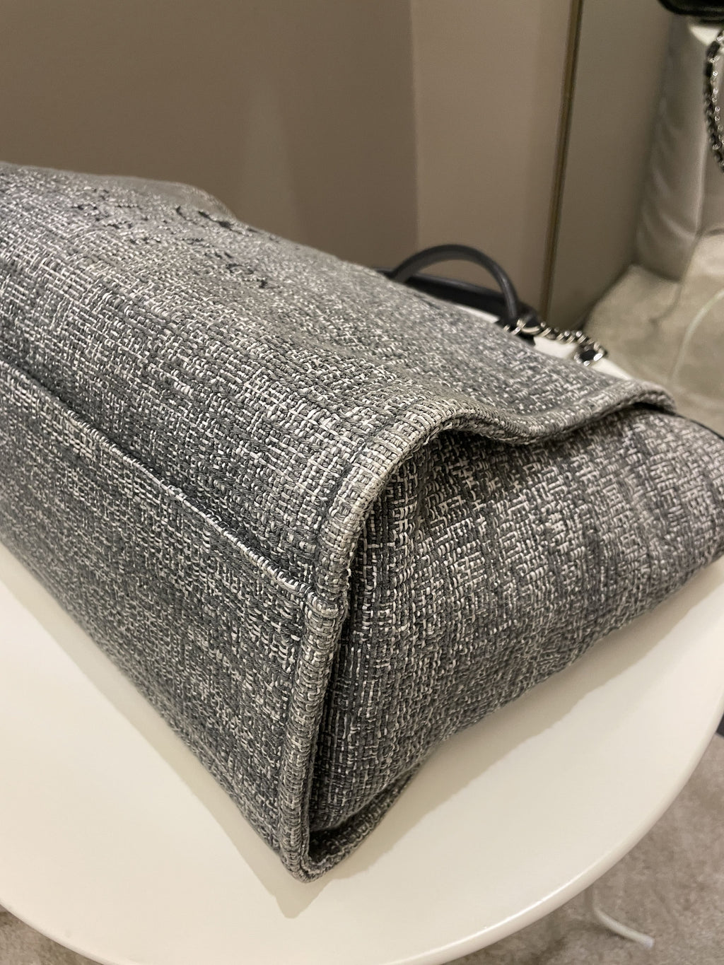 Chanel Deauville Shopper Tote Grey/ Black Canvas