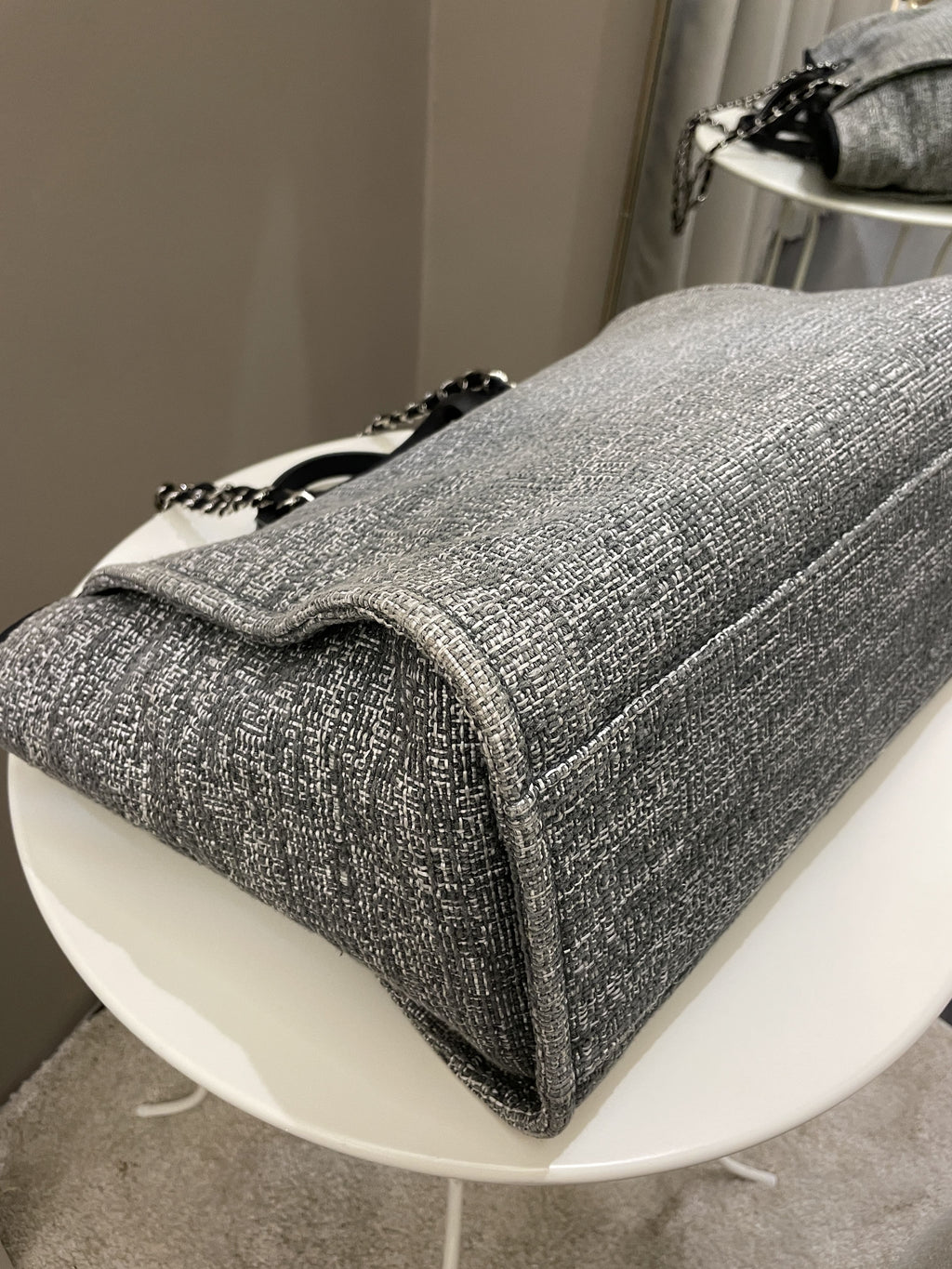 Chanel Deauville Shopper Tote Grey/ Black Canvas