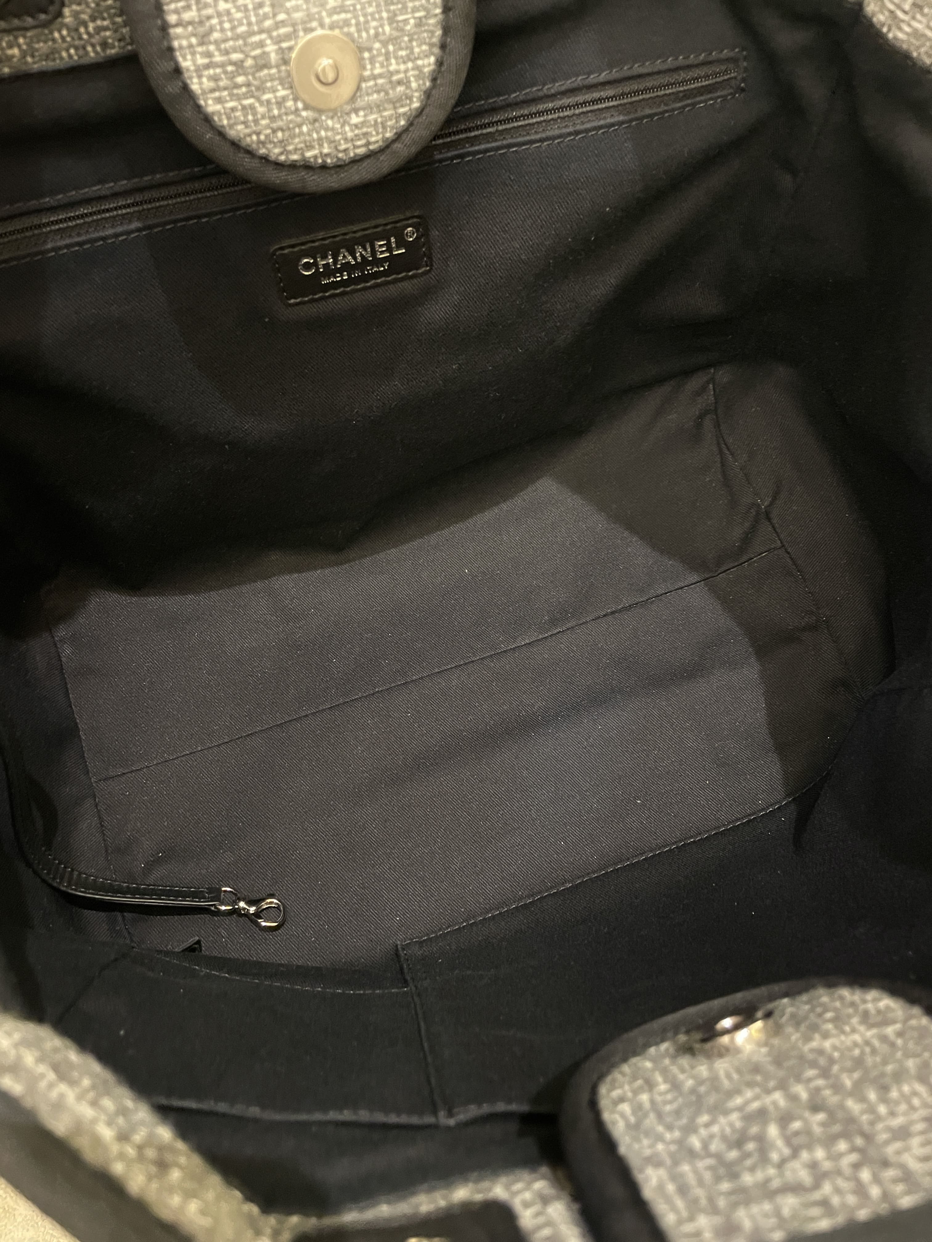 Chanel Deauville Shopper Tote Grey/ Black Canvas