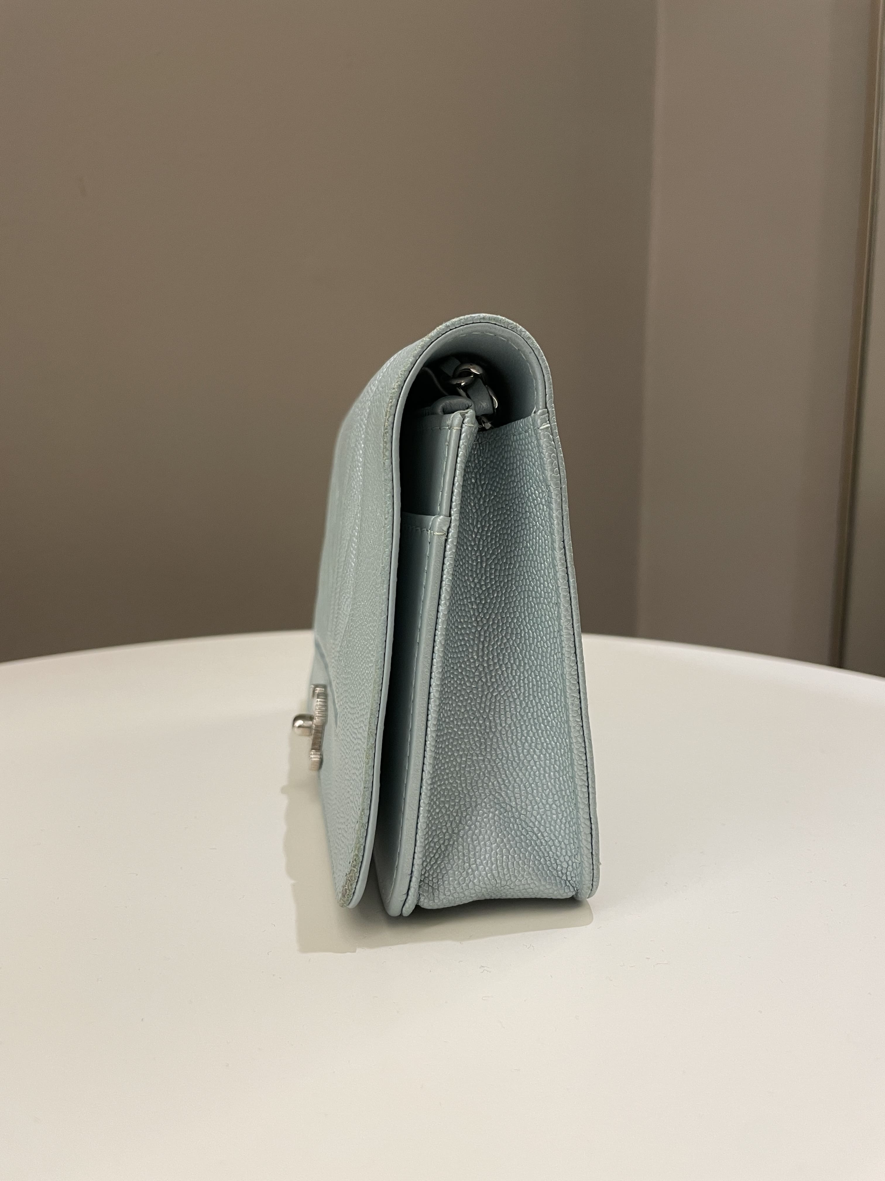 Chanel Mademoiselle Wallet On Chain Blue Iridescent Caviar