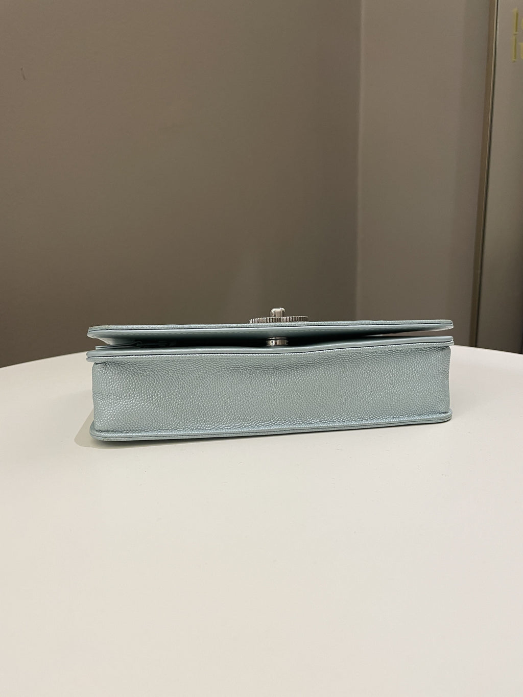 Chanel Mademoiselle Wallet On Chain Blue Iridescent Caviar
