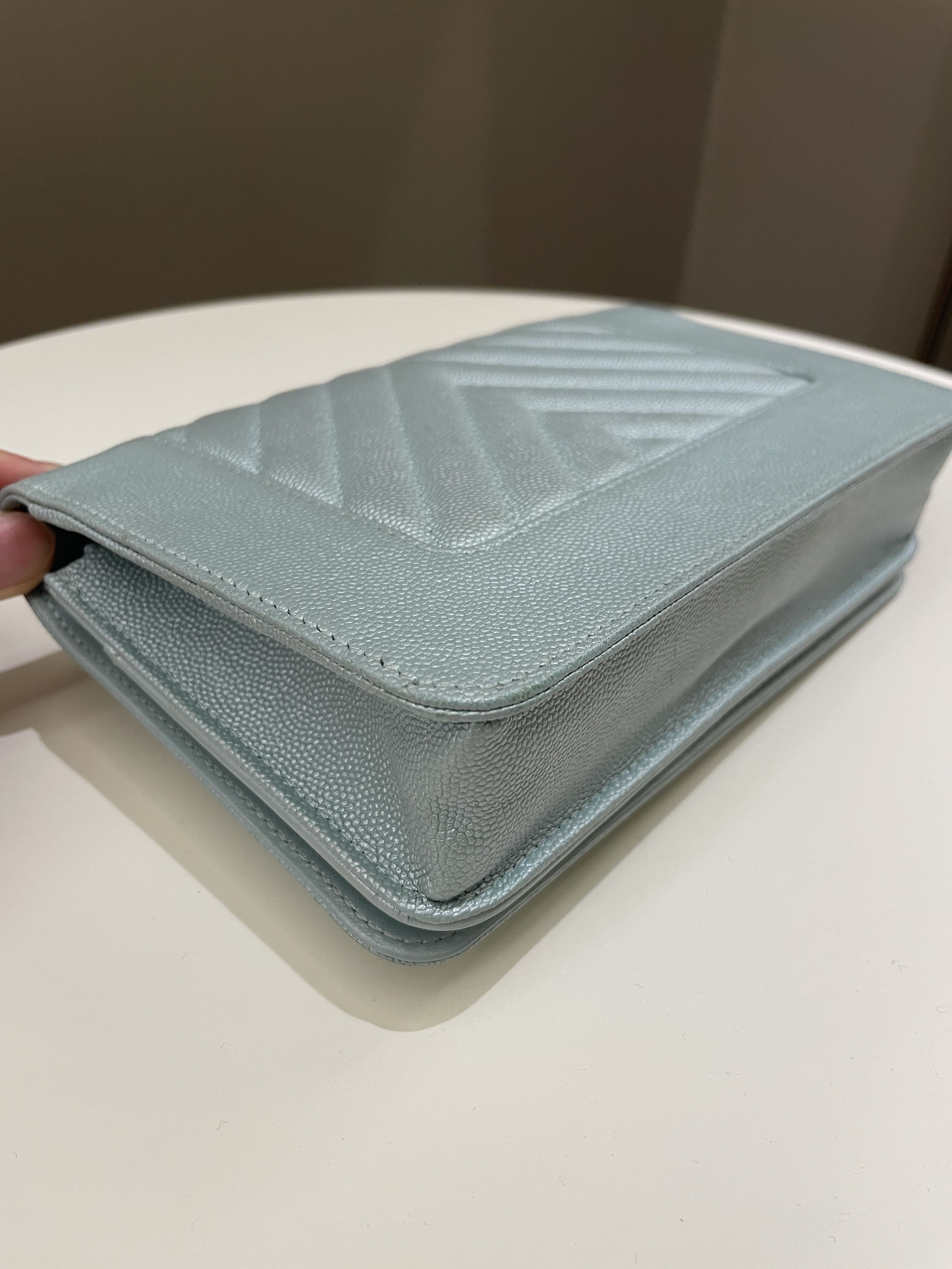 Chanel Mademoiselle Wallet On Chain Blue Iridescent Caviar