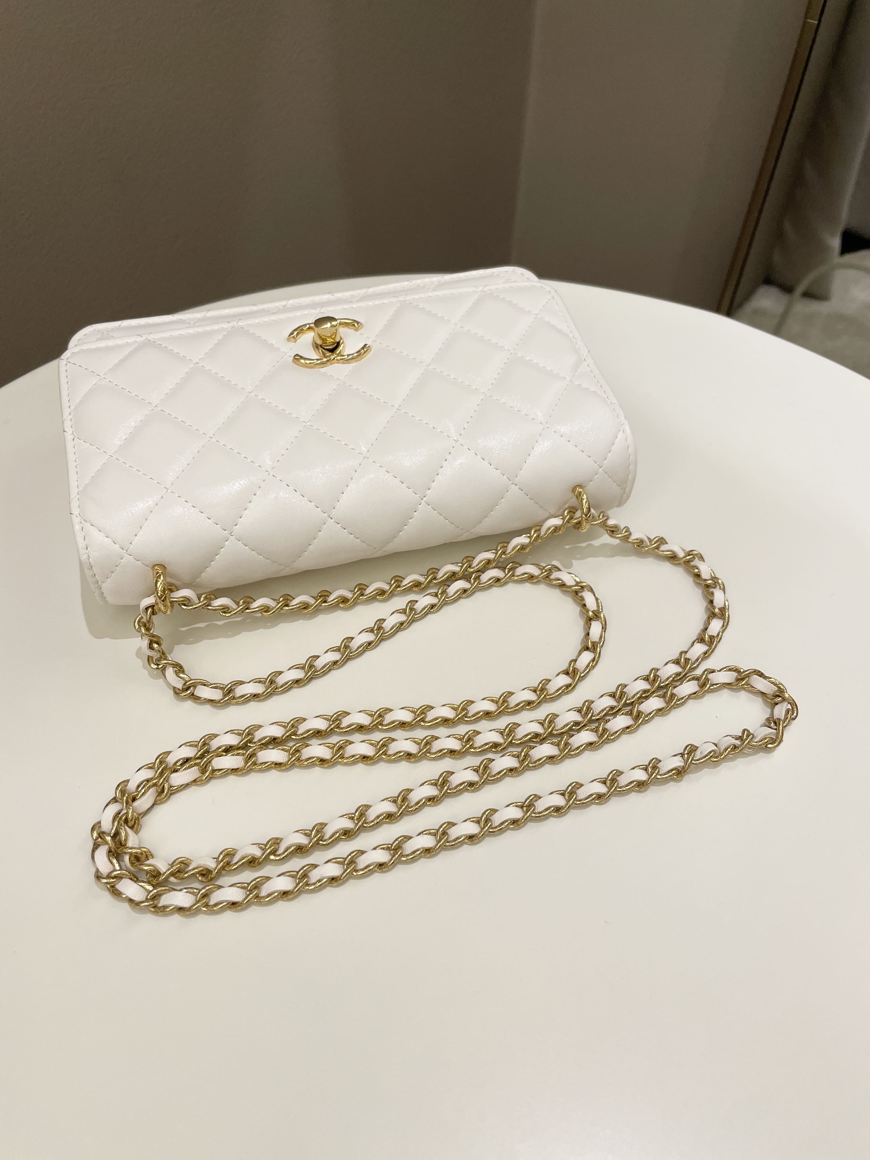 Chanel Quilted Wallet on Chain White Calfskin