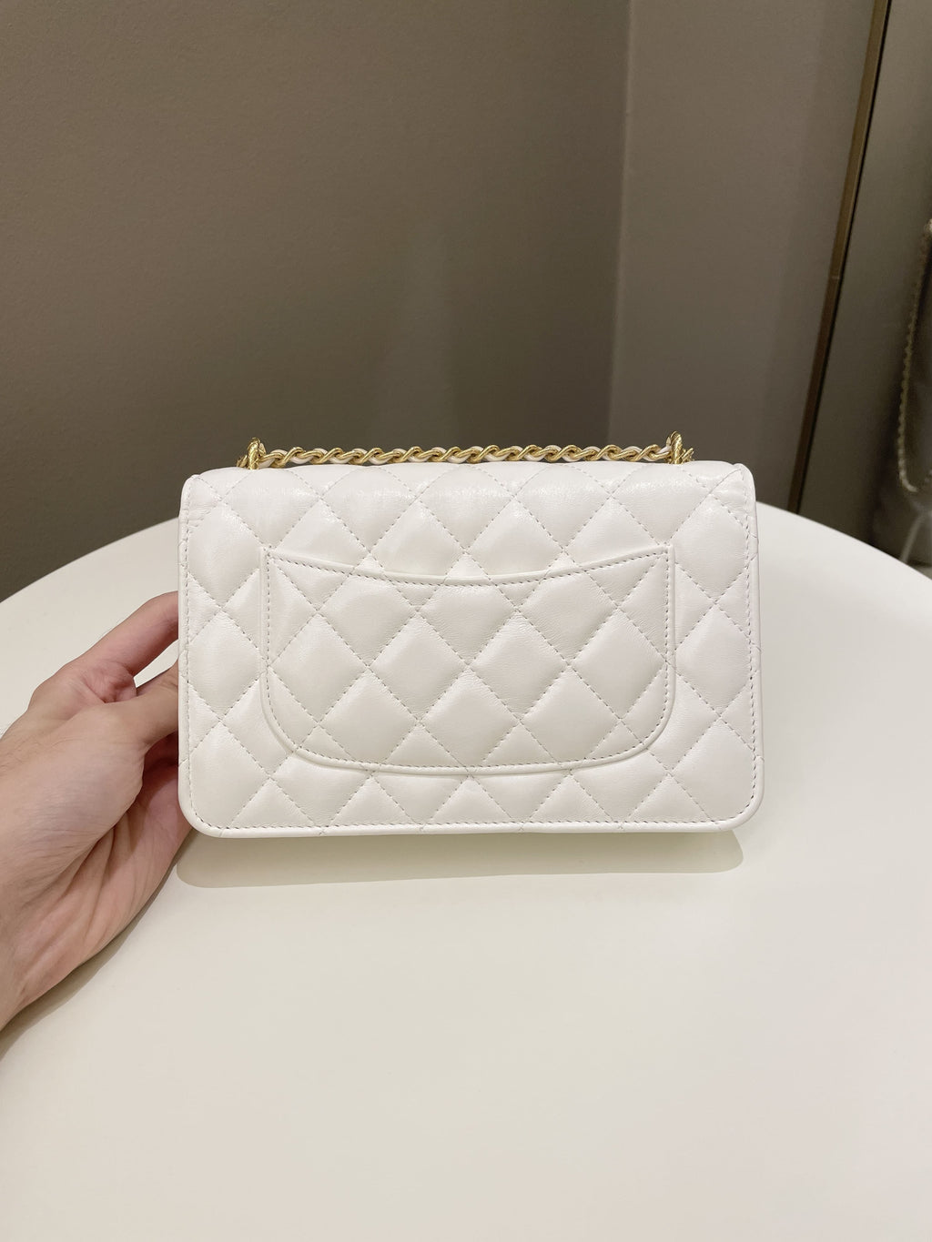 Chanel Quilted Wallet on Chain White Calfskin